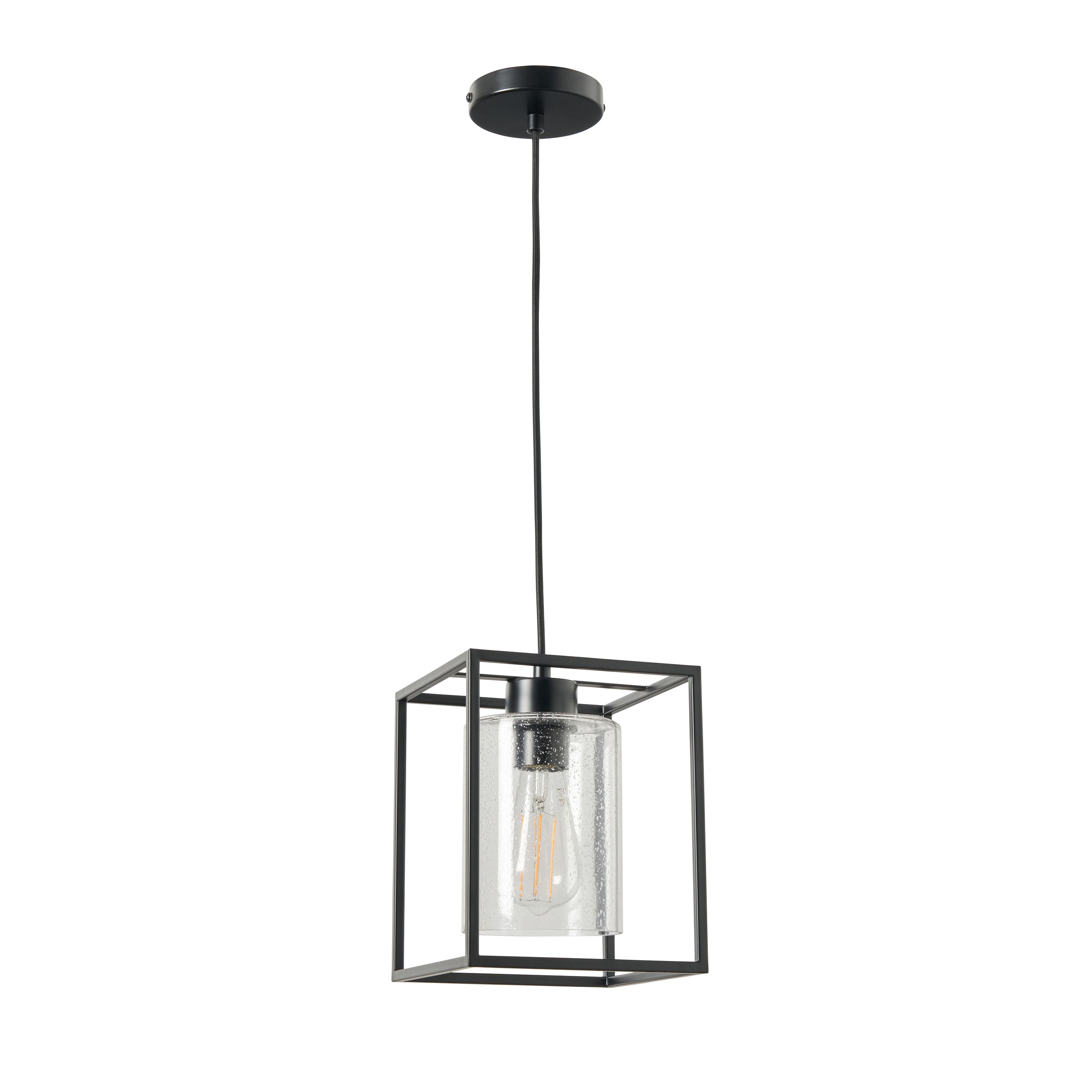 Conza Industrial Cube Pendant - Black