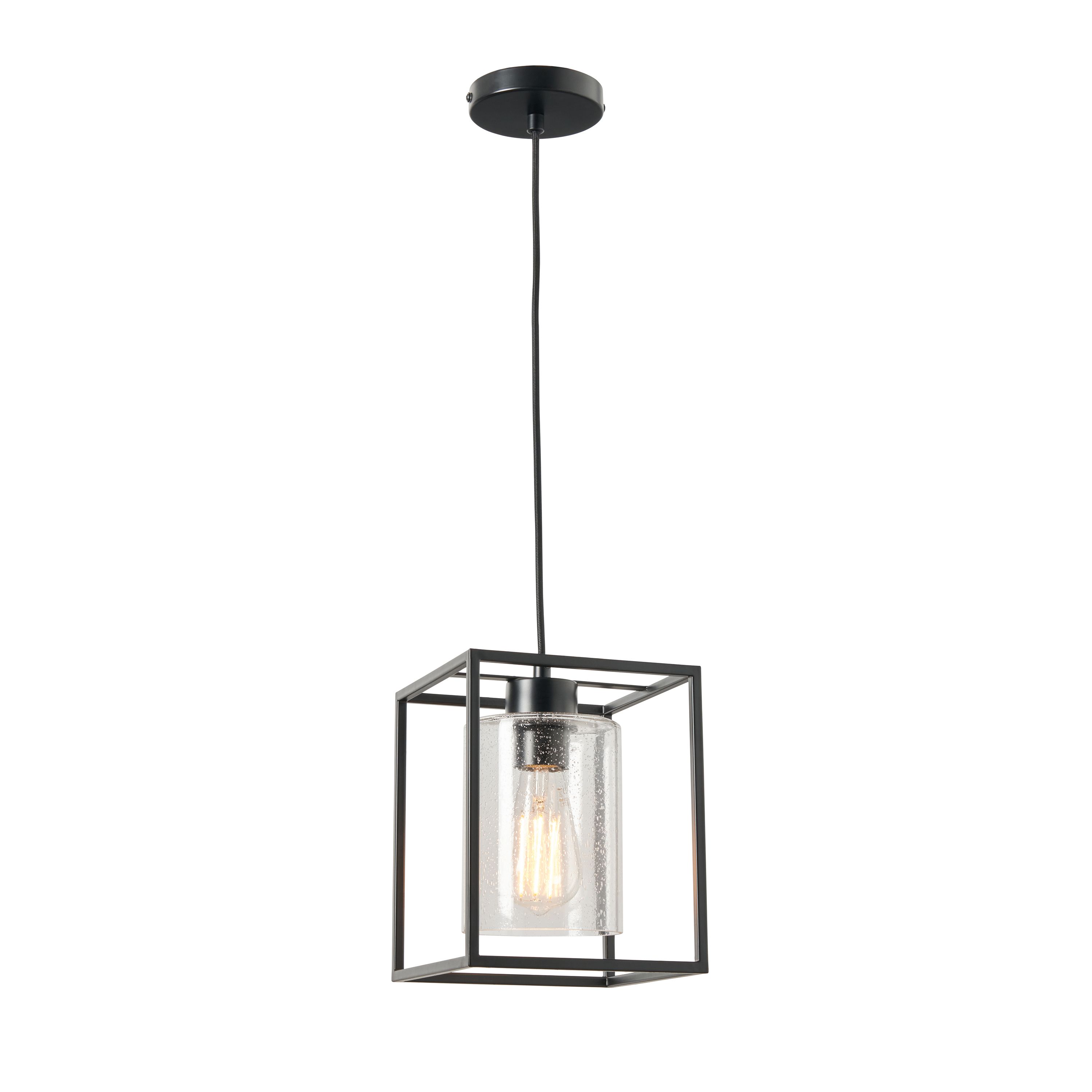 Conza Industrial Cube Pendant - Black