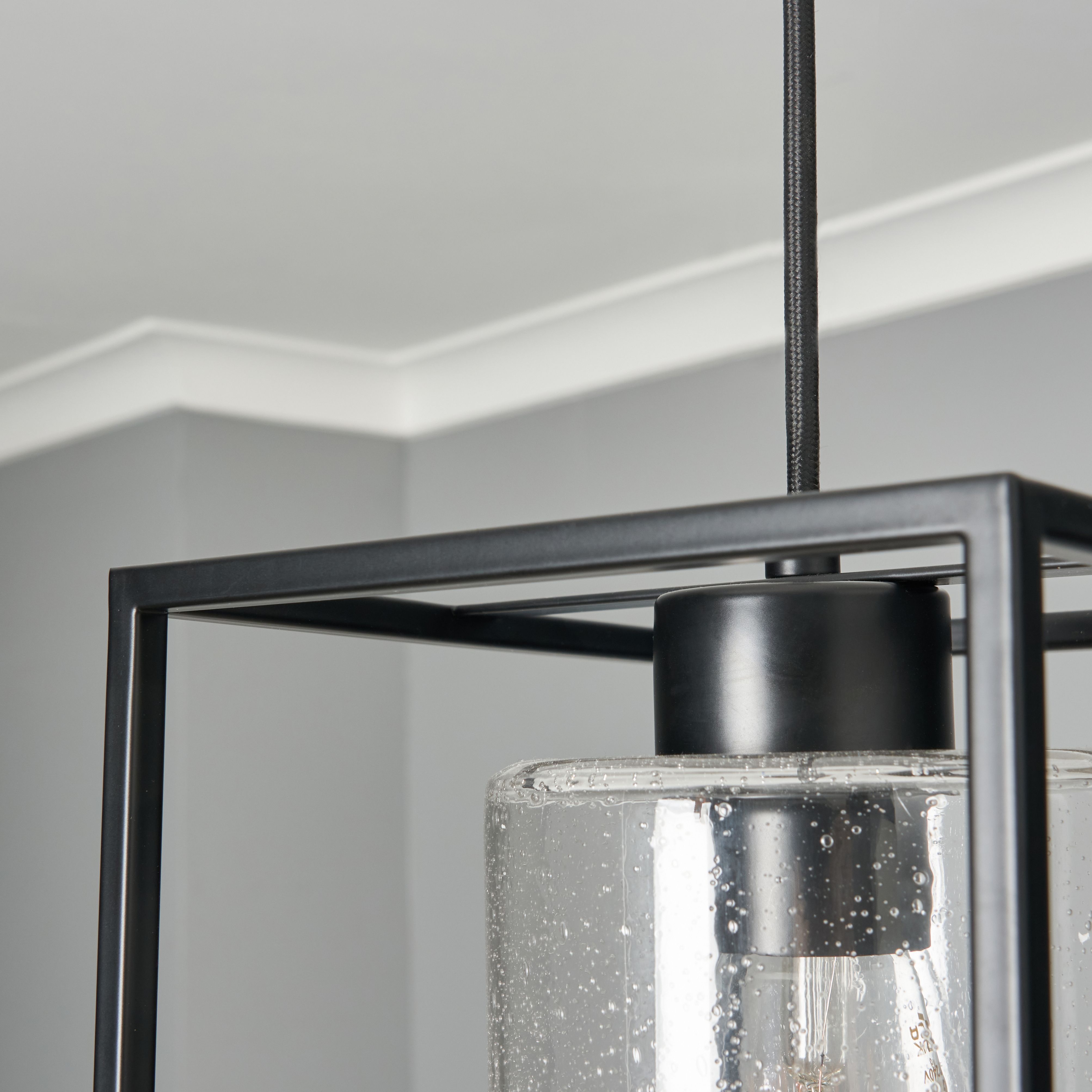 Conza Industrial Cube Pendant - Black