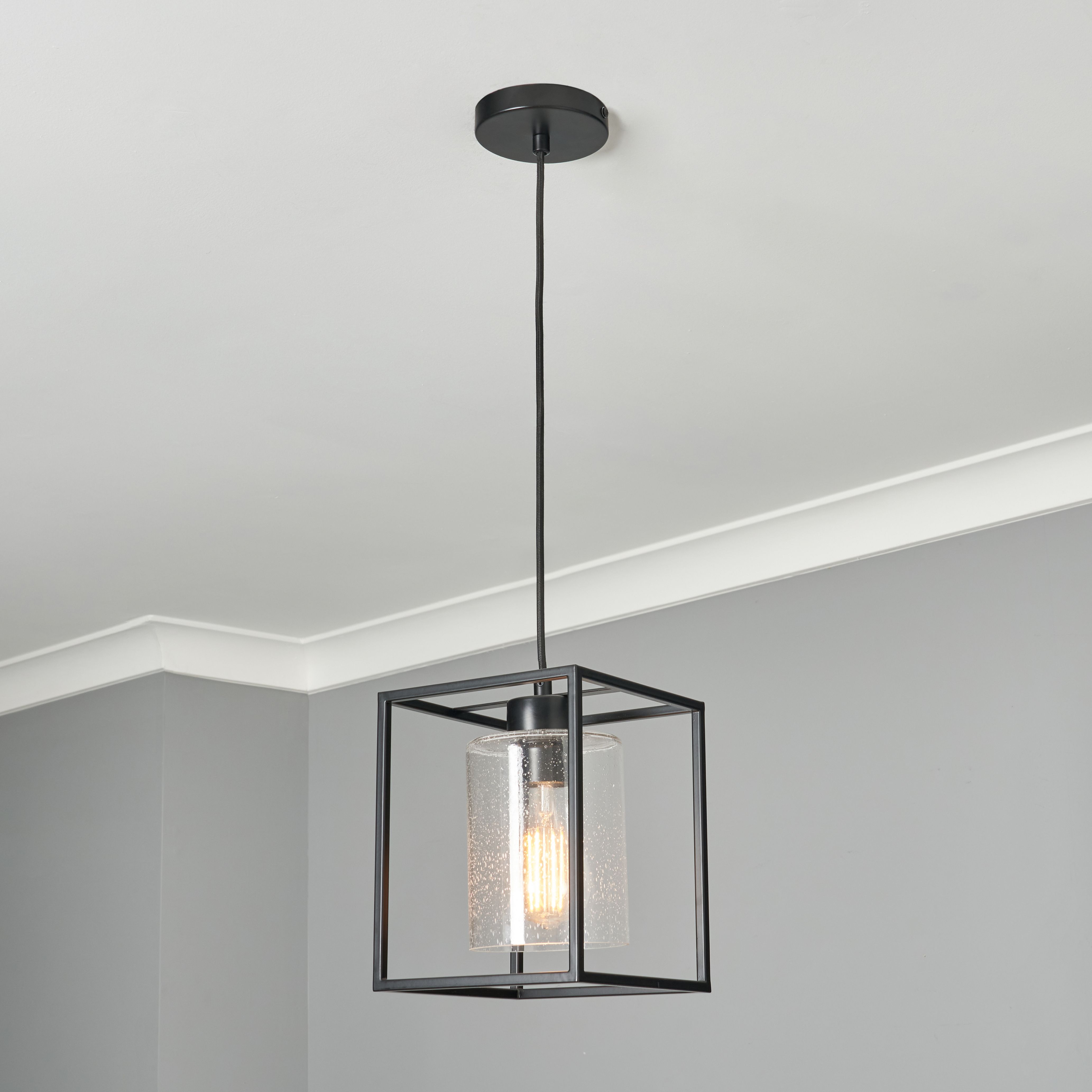 Conza Industrial Cube Pendant - Black
