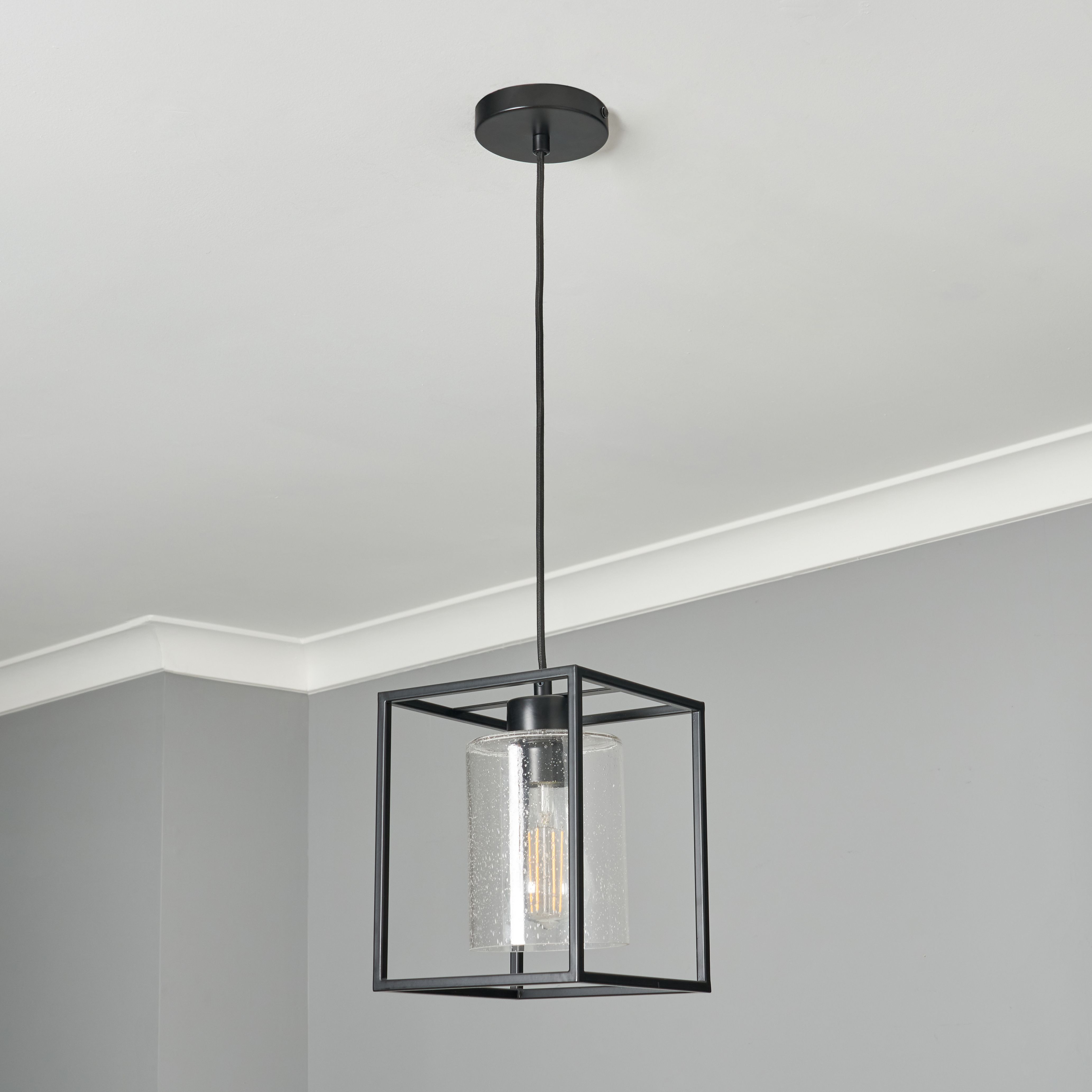 Conza Industrial Cube Pendant - Black