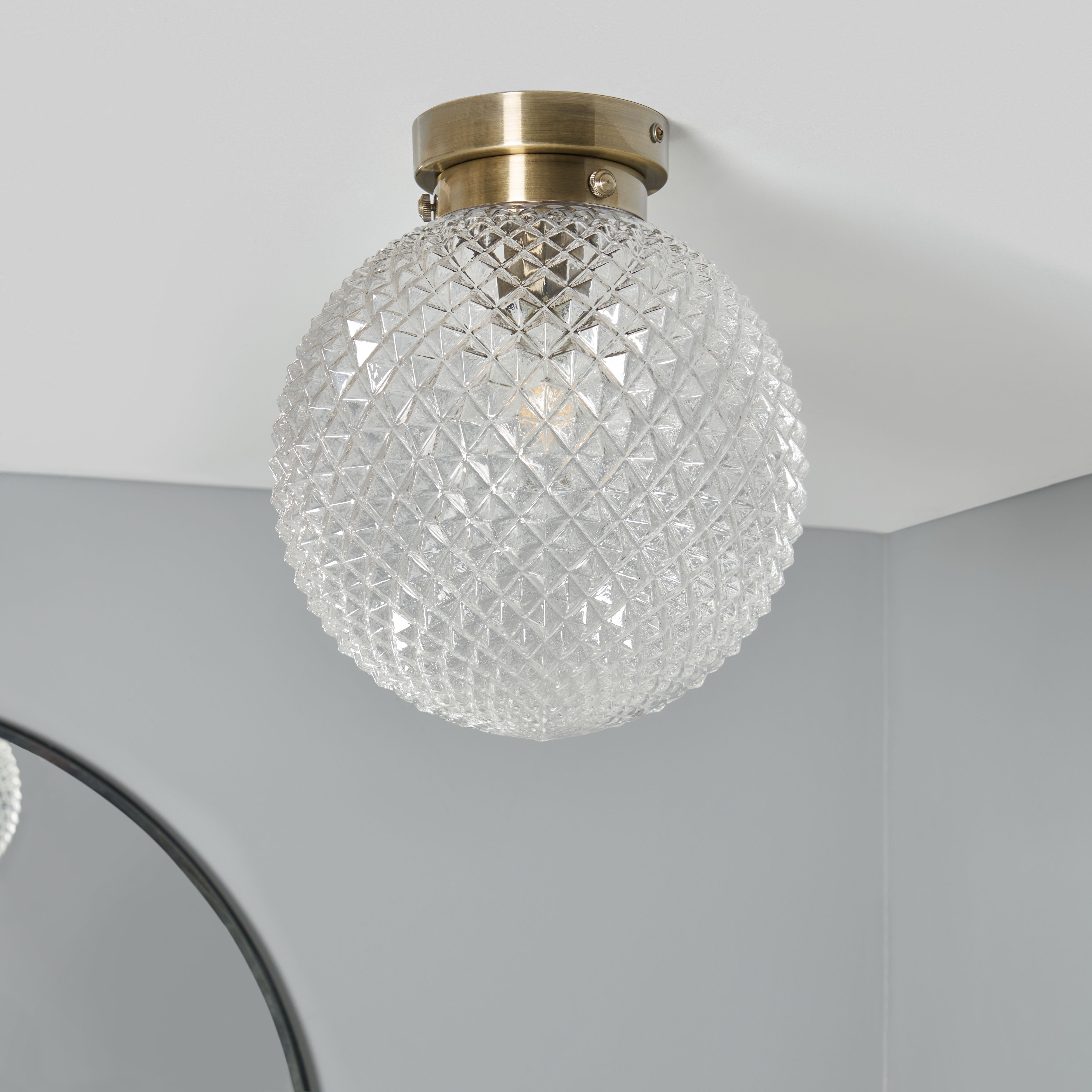 Ciegos Antique Brass IP44 Flush Light