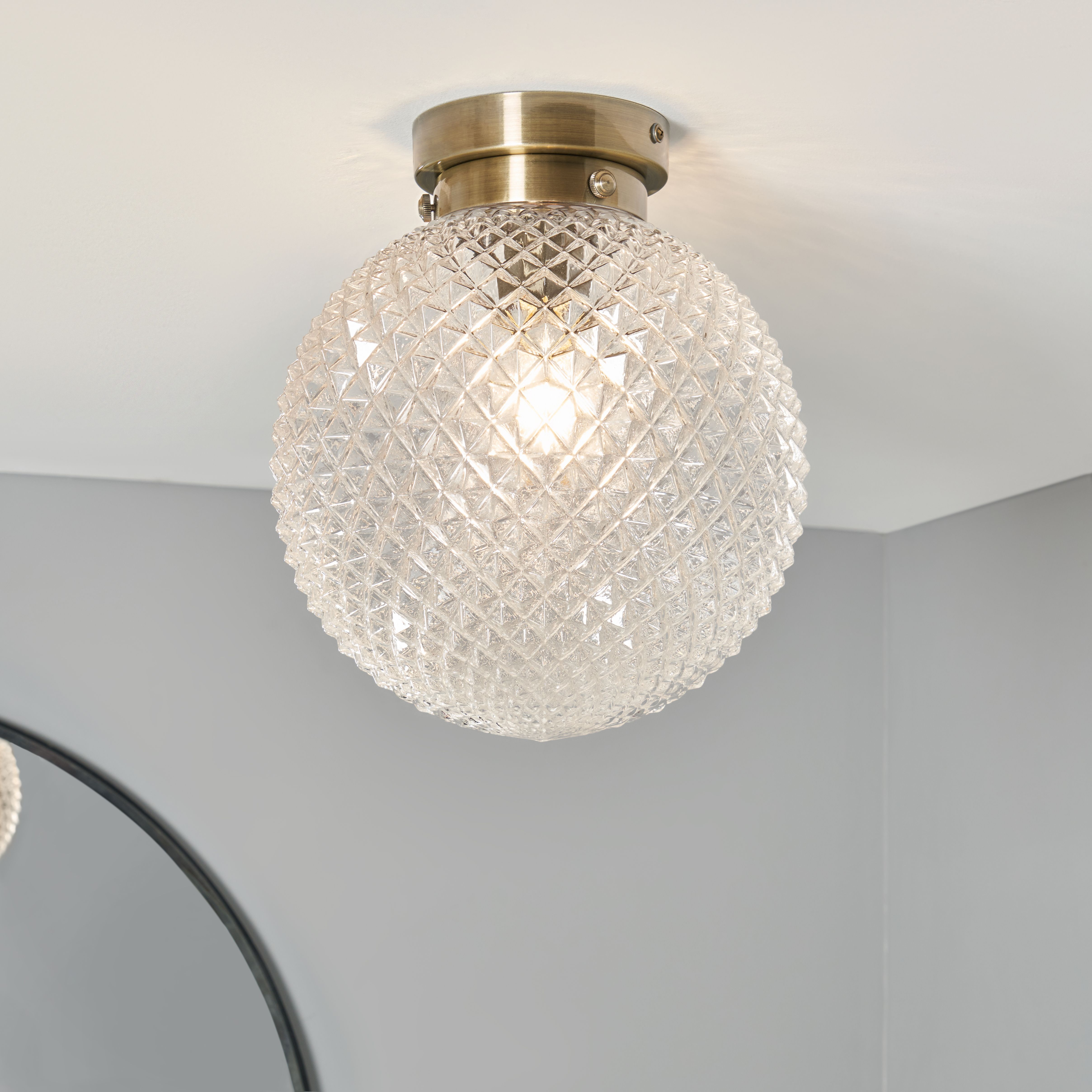 Ciegos Antique Brass IP44 Flush Light