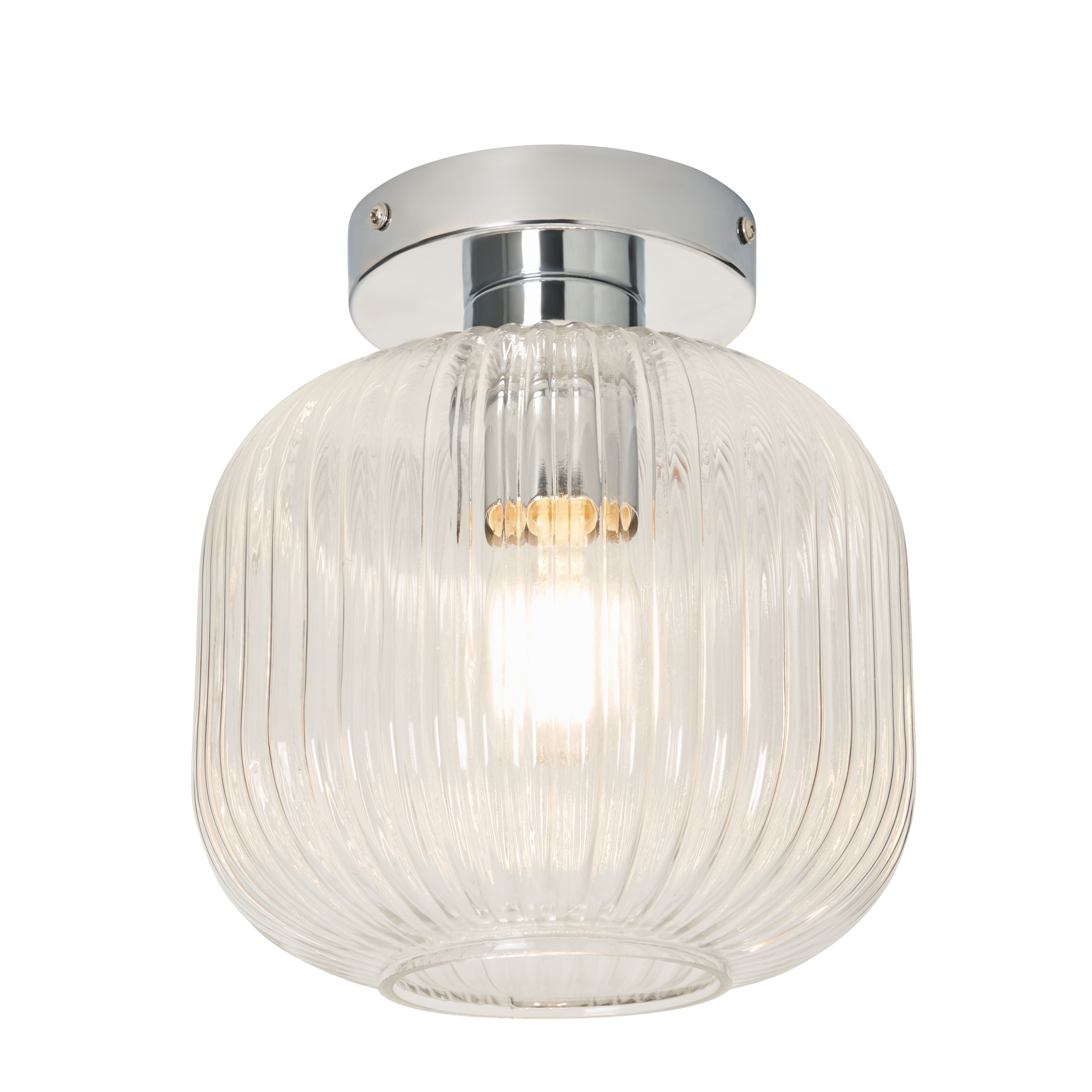 Medio Glass Bathroom Flush Light - Chrome