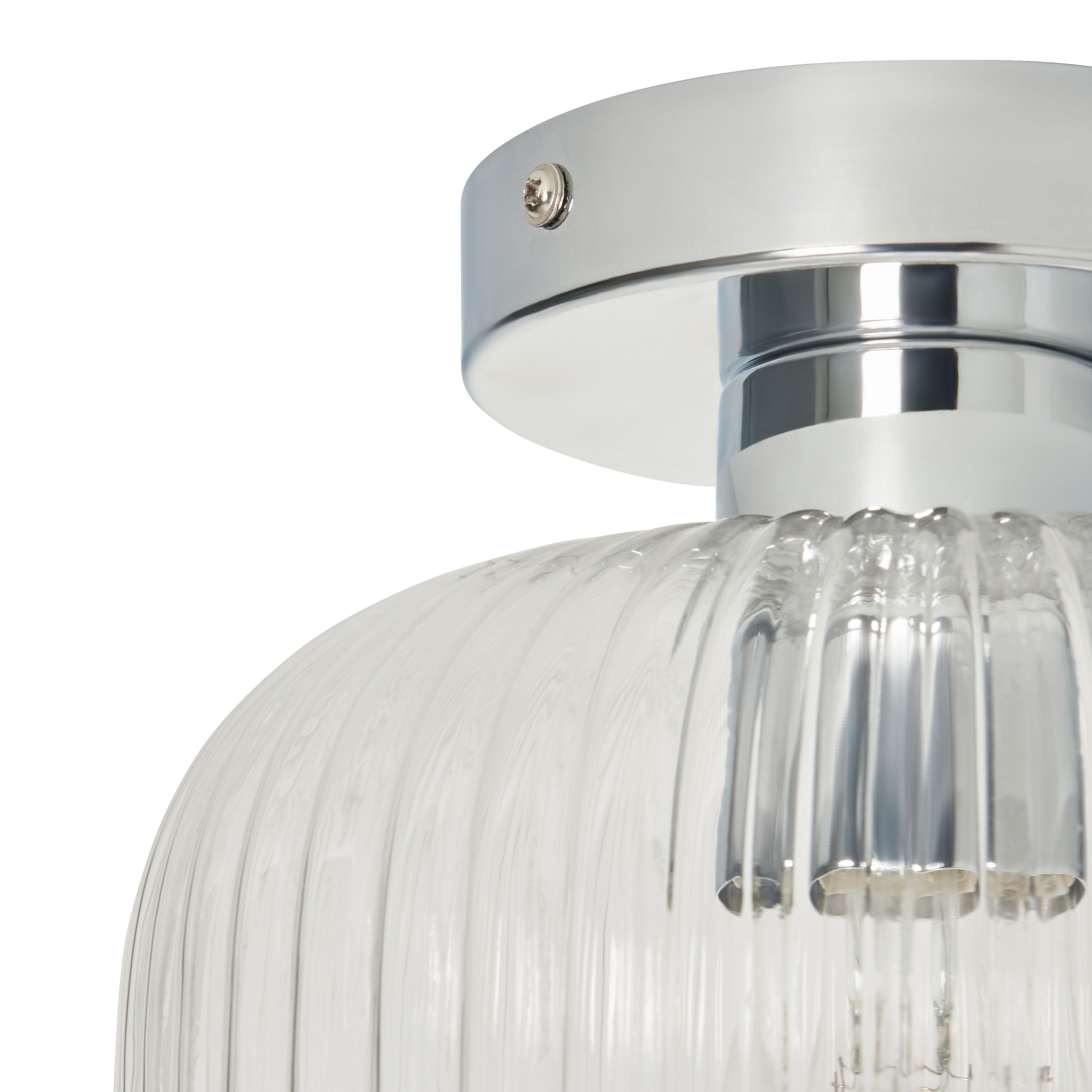 Medio Glass Bathroom Flush Light - Chrome