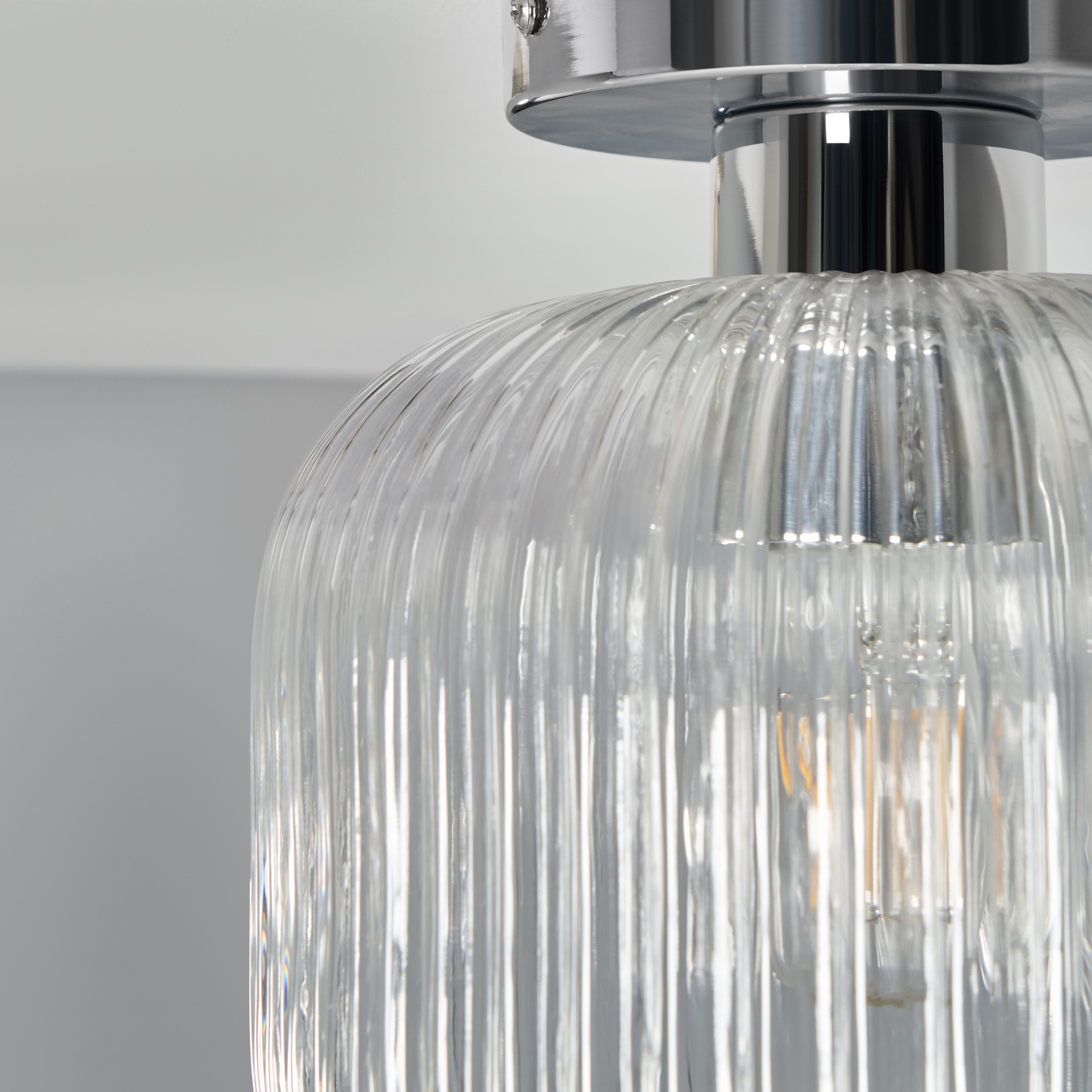 Medio Glass Bathroom Flush Light - Chrome