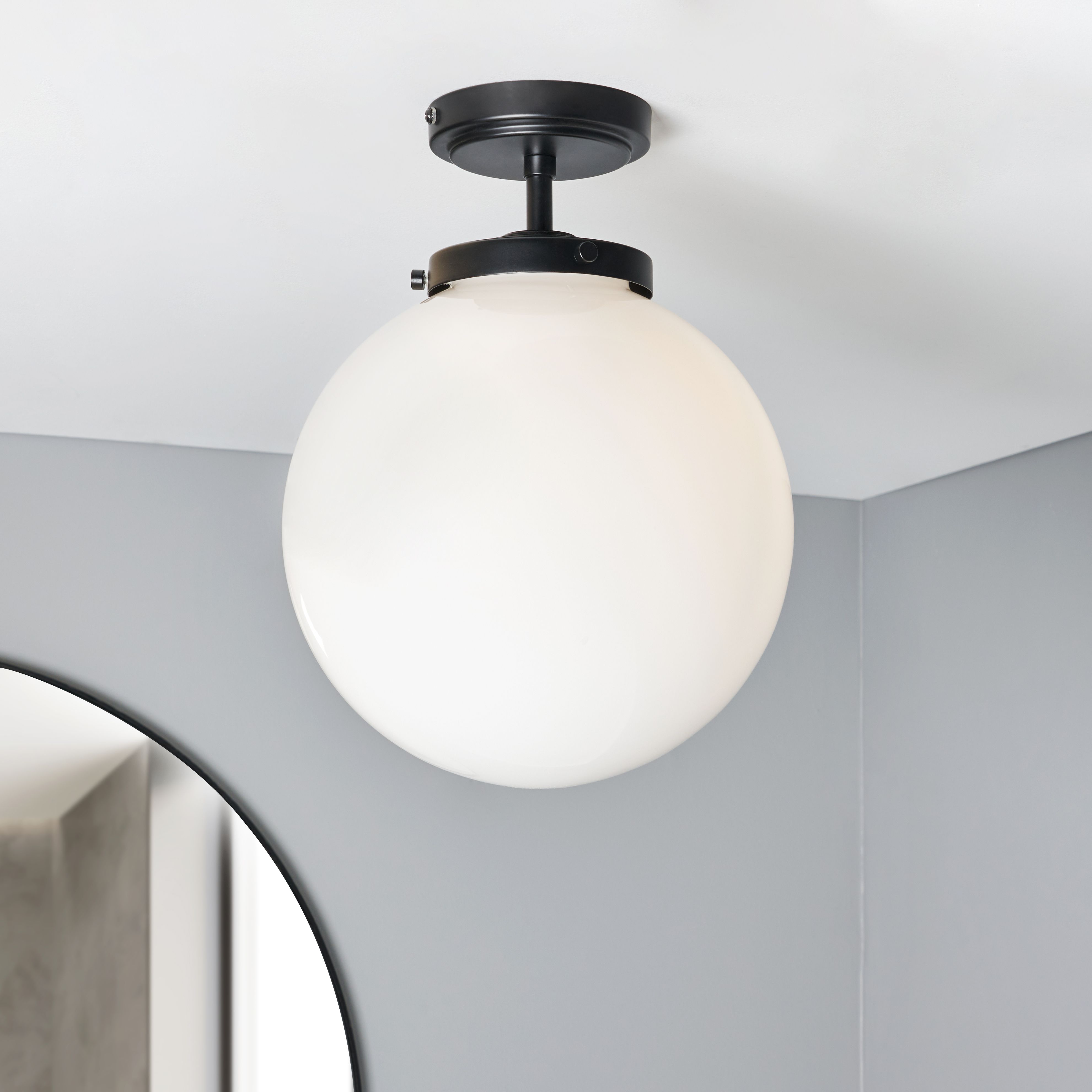 Porto 1 Light Semi-Flush - Black