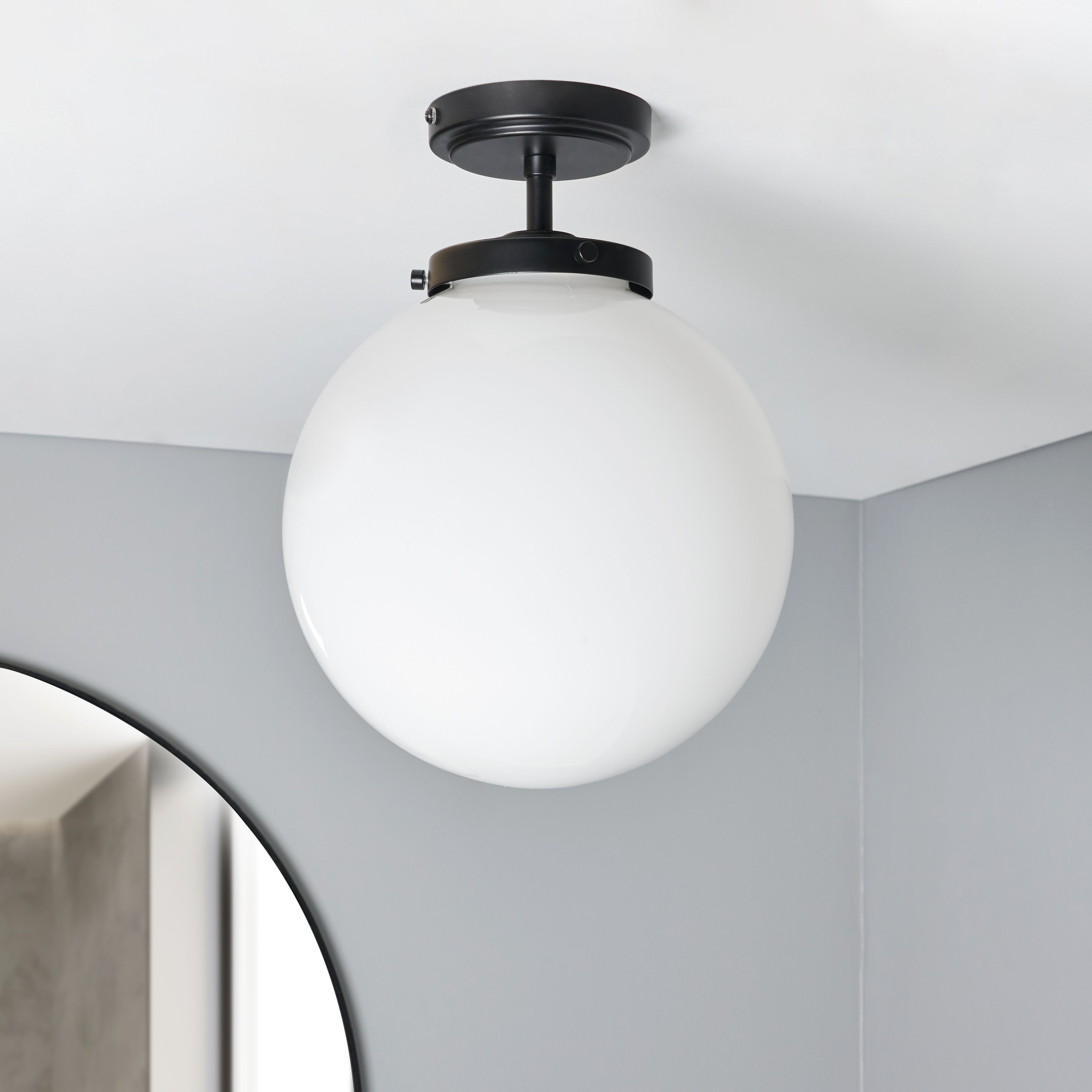 Porto 1 Light Semi-Flush - Black