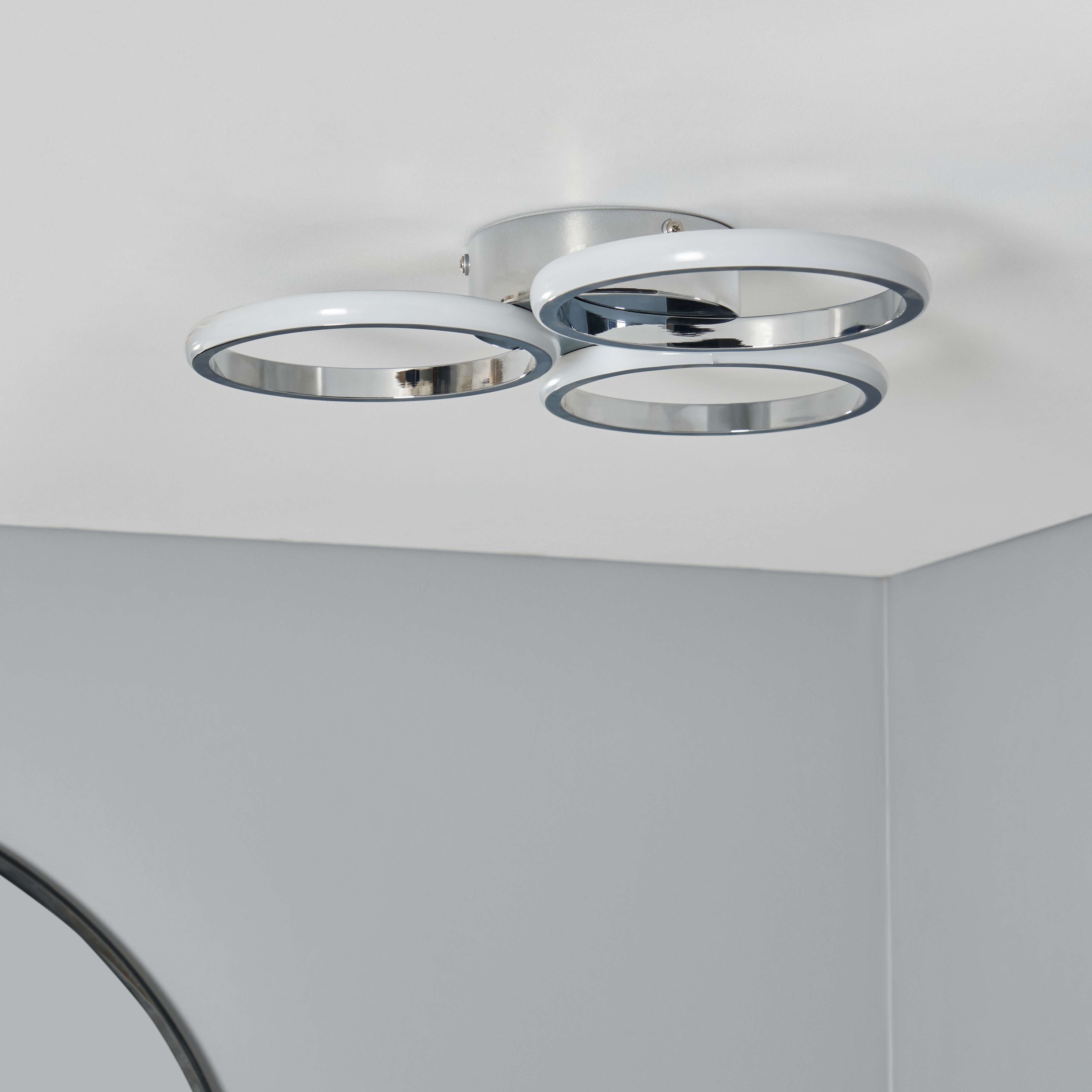 Garda 3 Ring LED Flush IP44 - Chrome