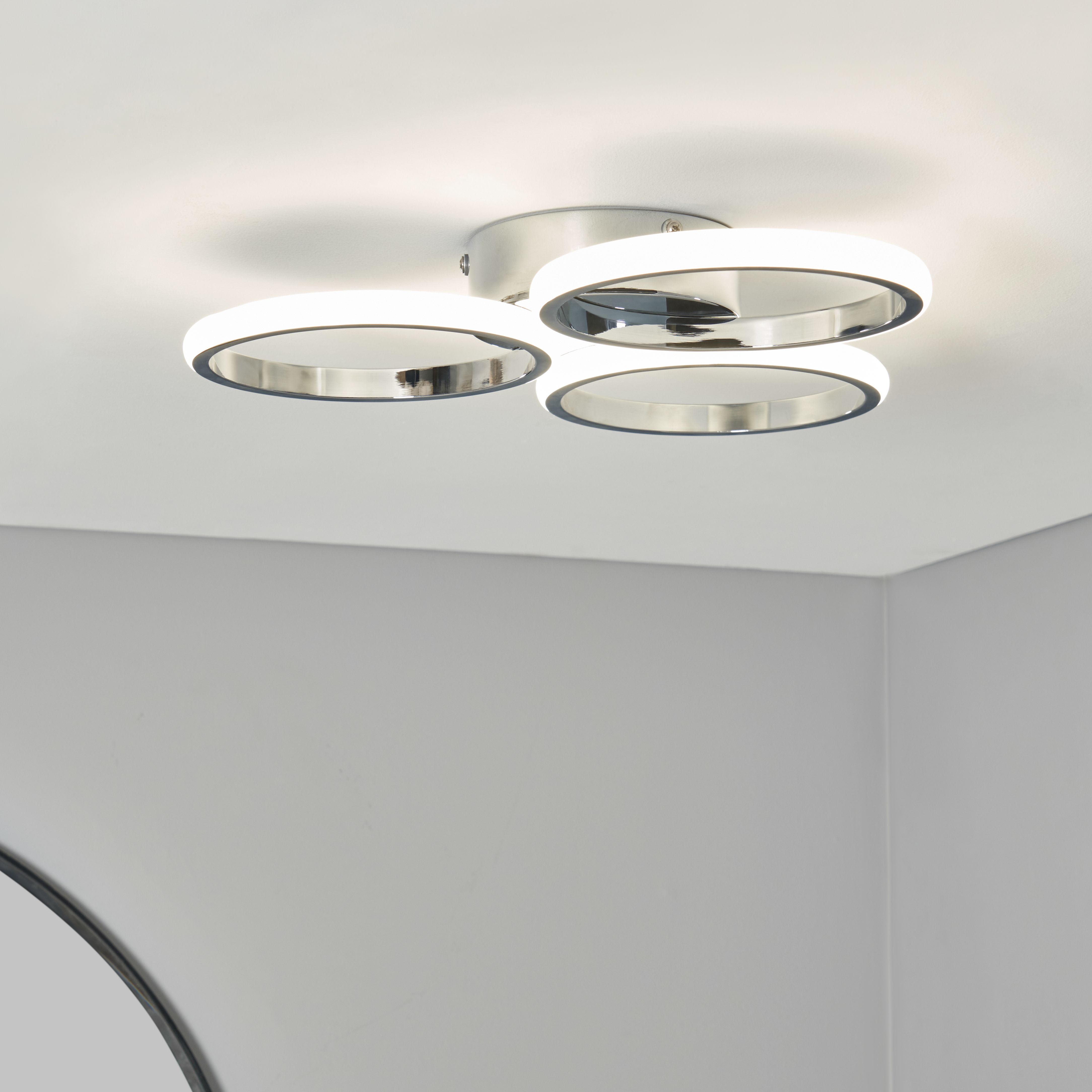 Garda 3 Ring LED Flush IP44 - Chrome