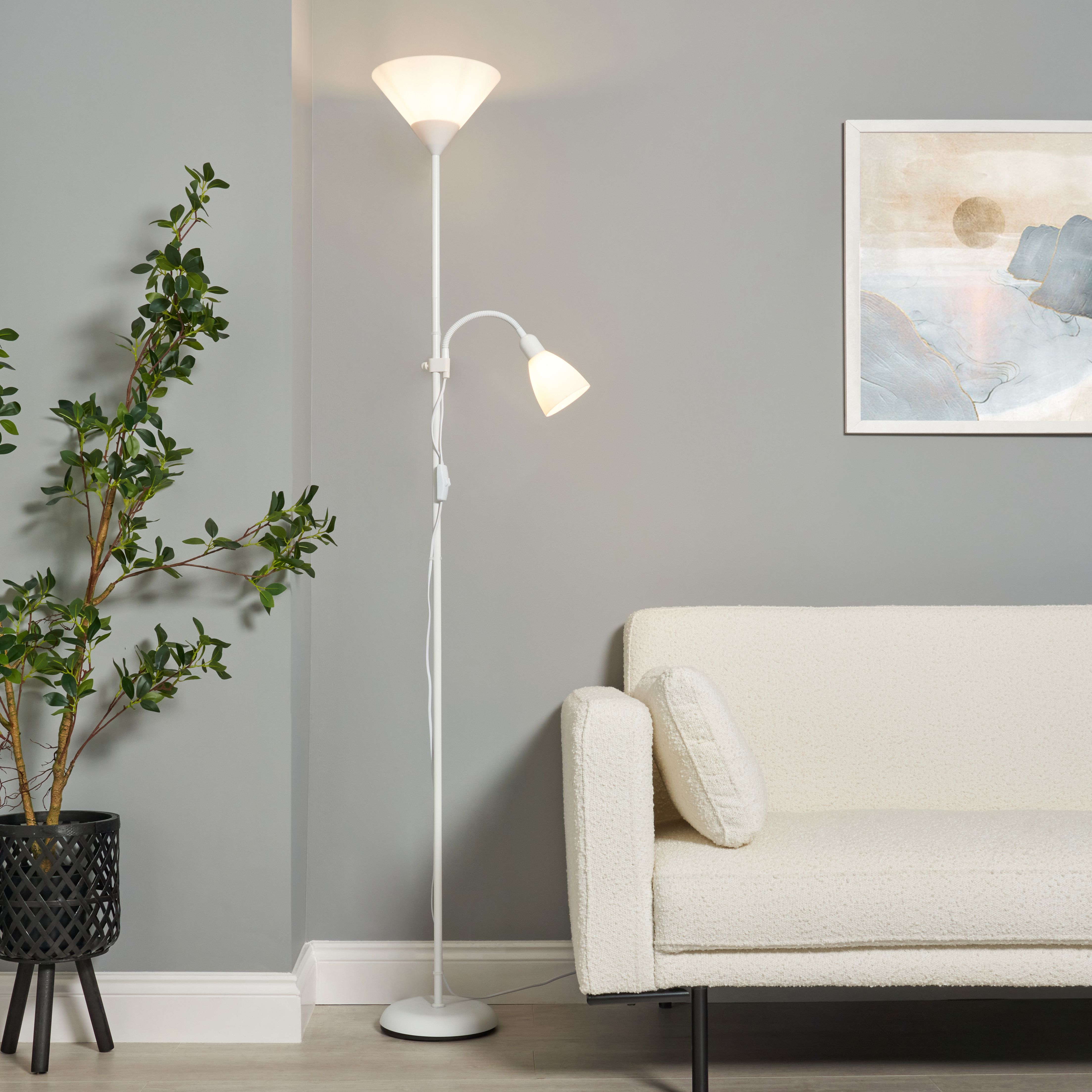 Maika Mother and Child Cone Shade Floor Lamp - White