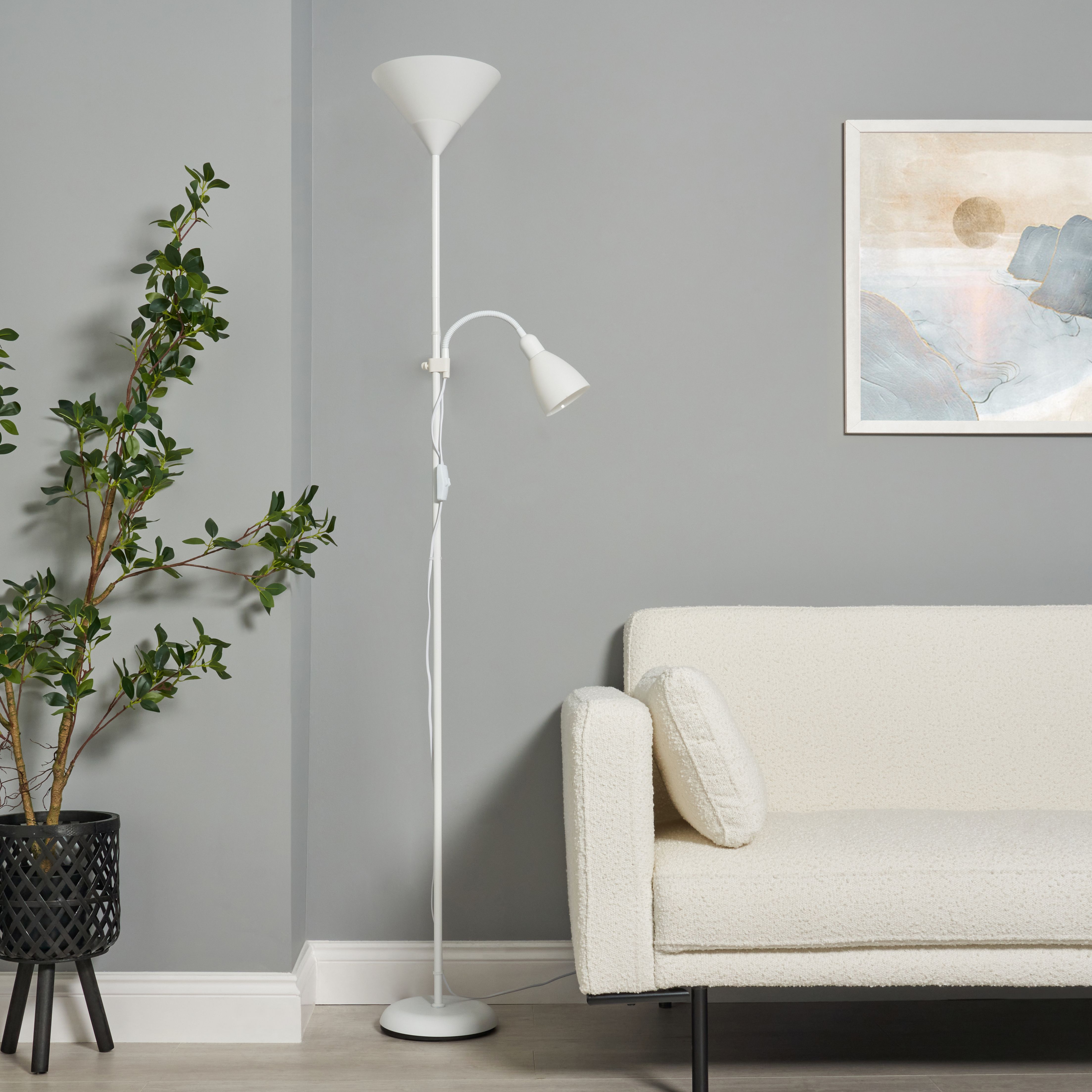 Maika Mother and Child Cone Shade Floor Lamp - White
