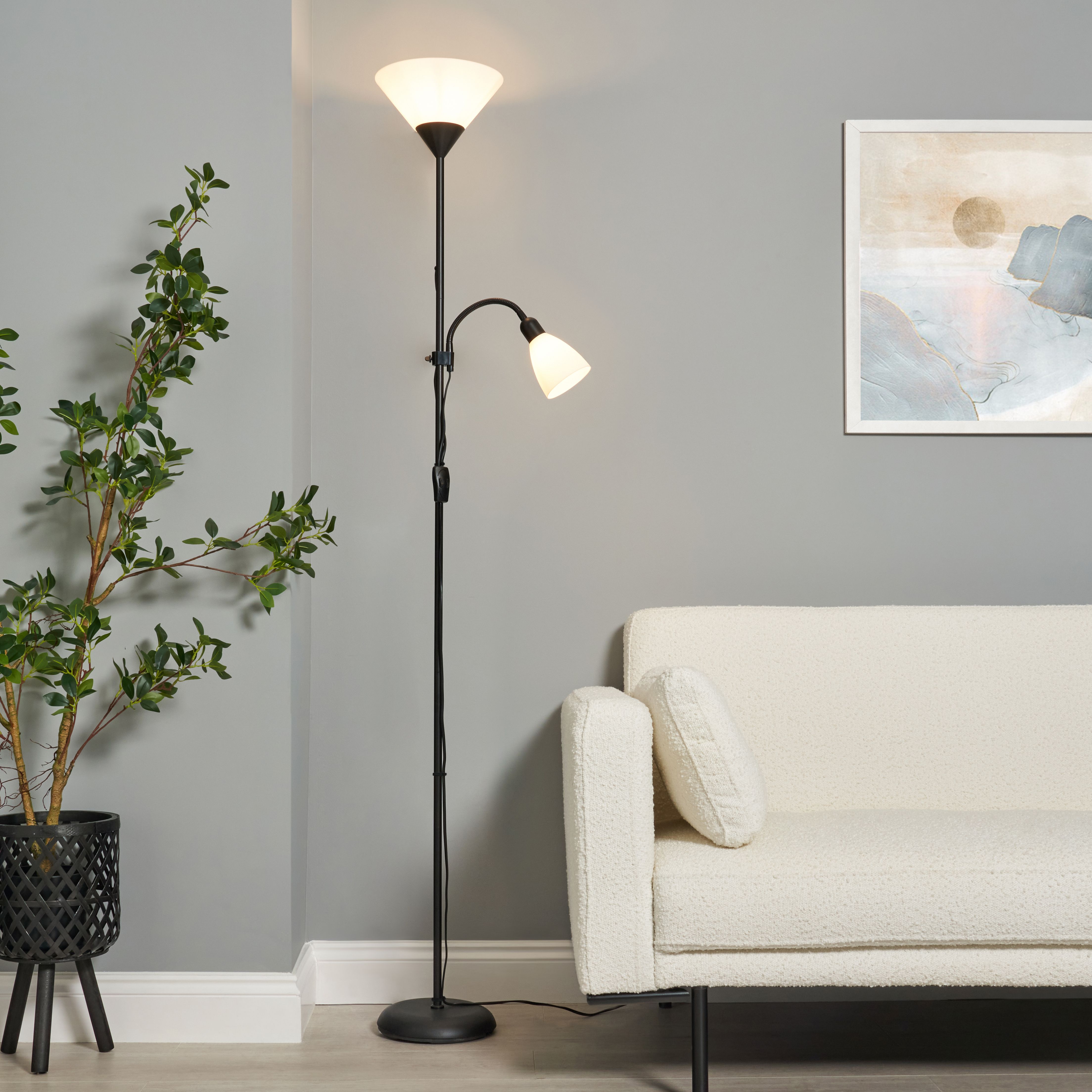 Maika Mother and Child Cone Shade Floor Lamp - Black