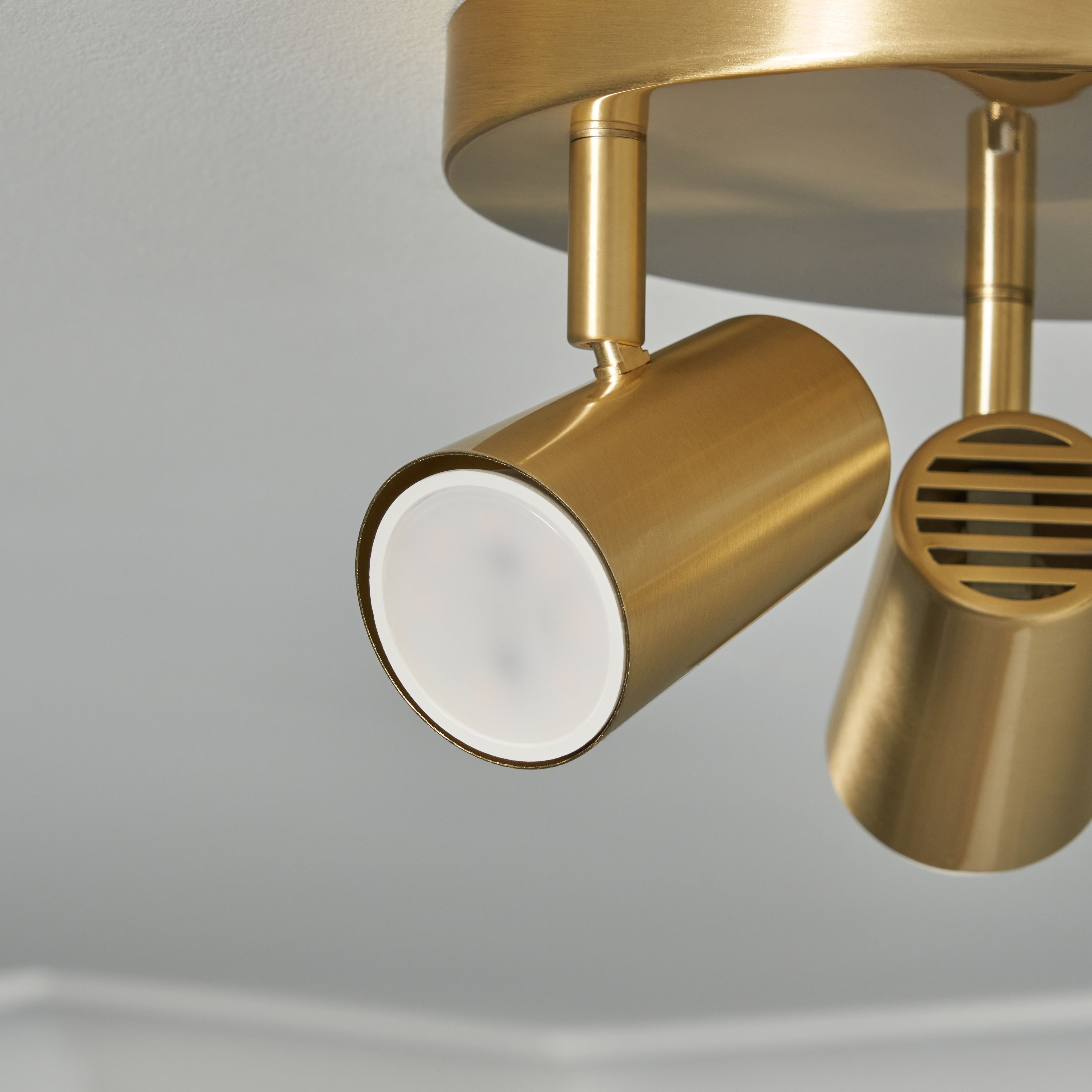 Harvey 3 Light Plate Adjust Spotlight - Satin Brass