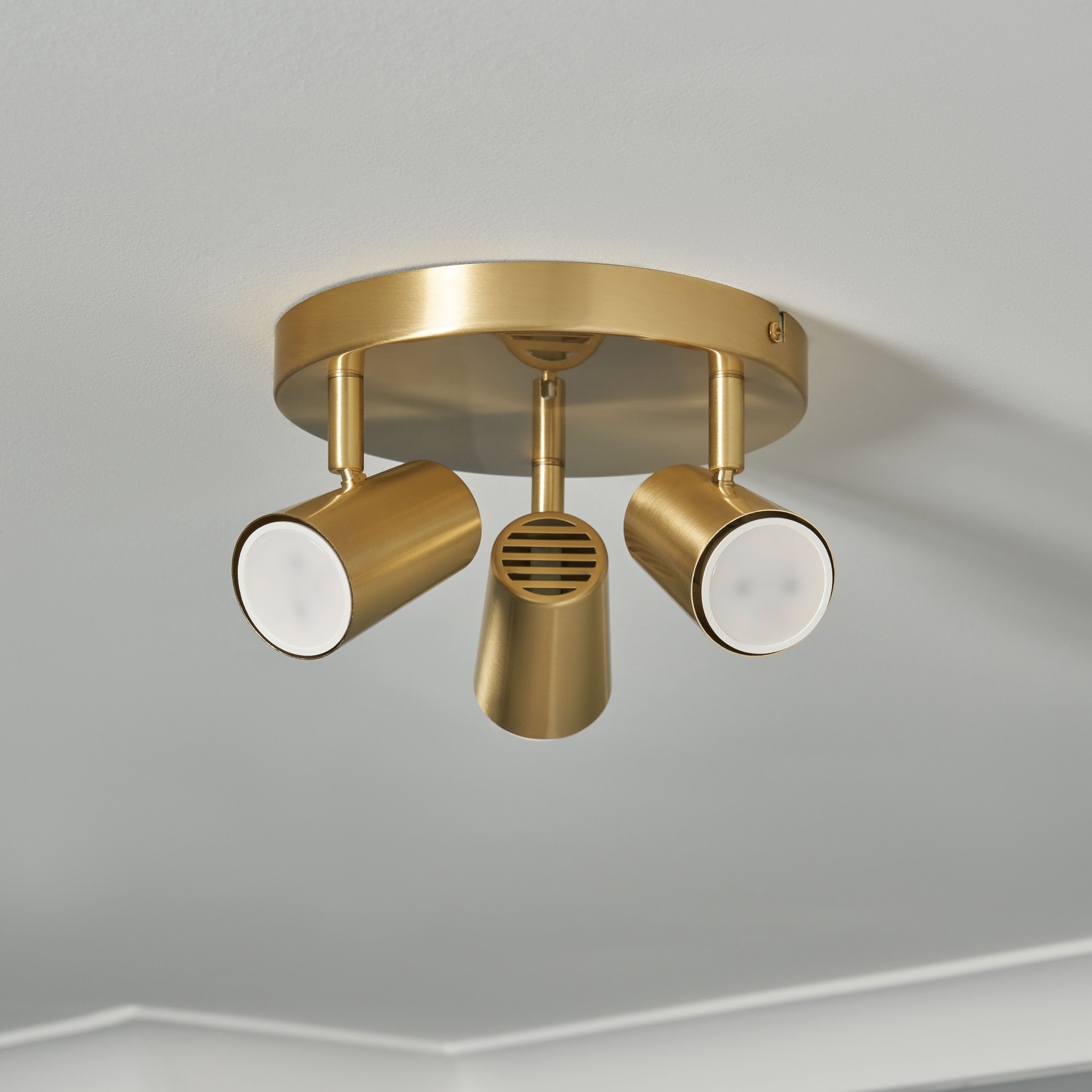 Harvey 3 Light Plate Adjust Spotlight - Satin Brass