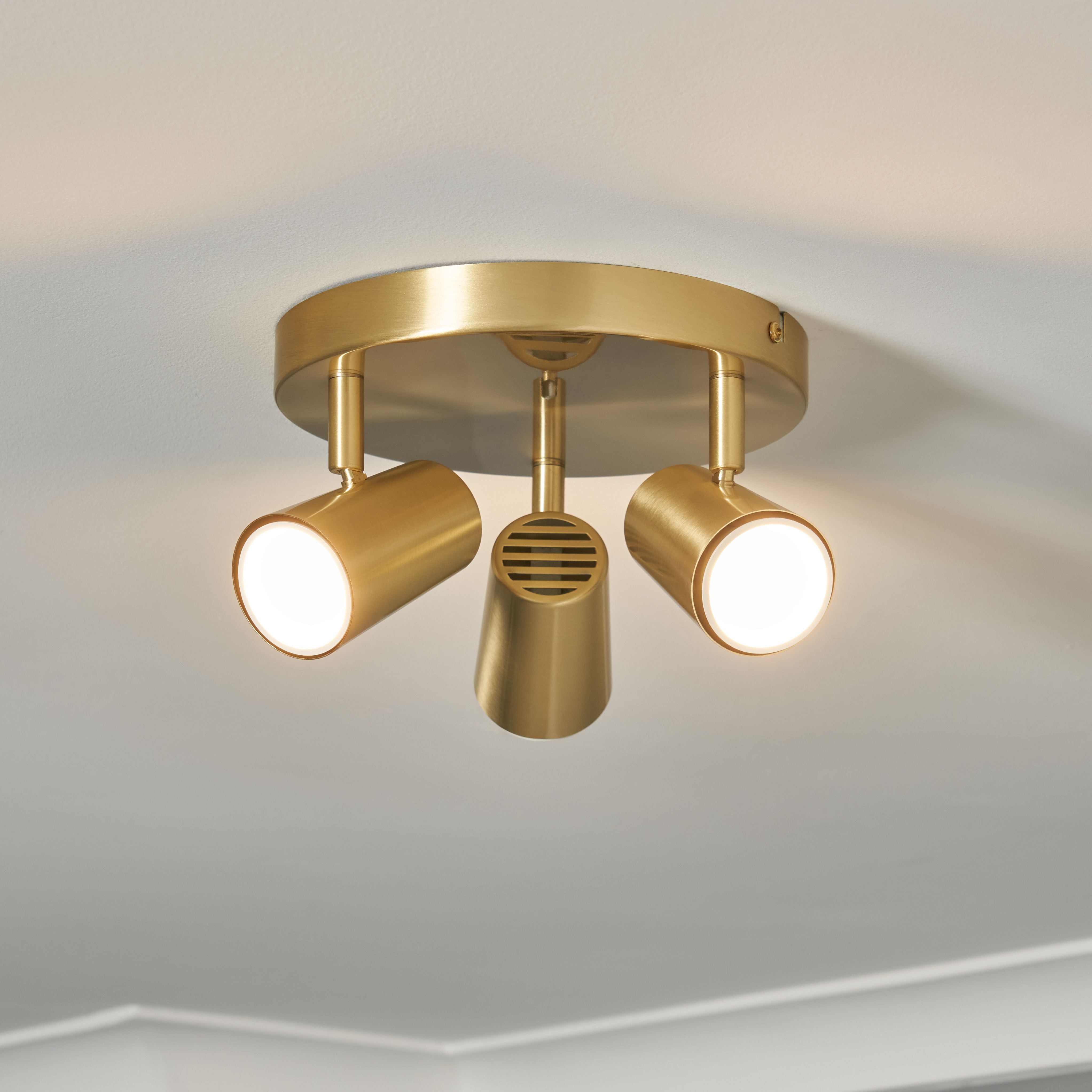 Harvey 3 Light Plate Adjust Spotlight - Satin Brass