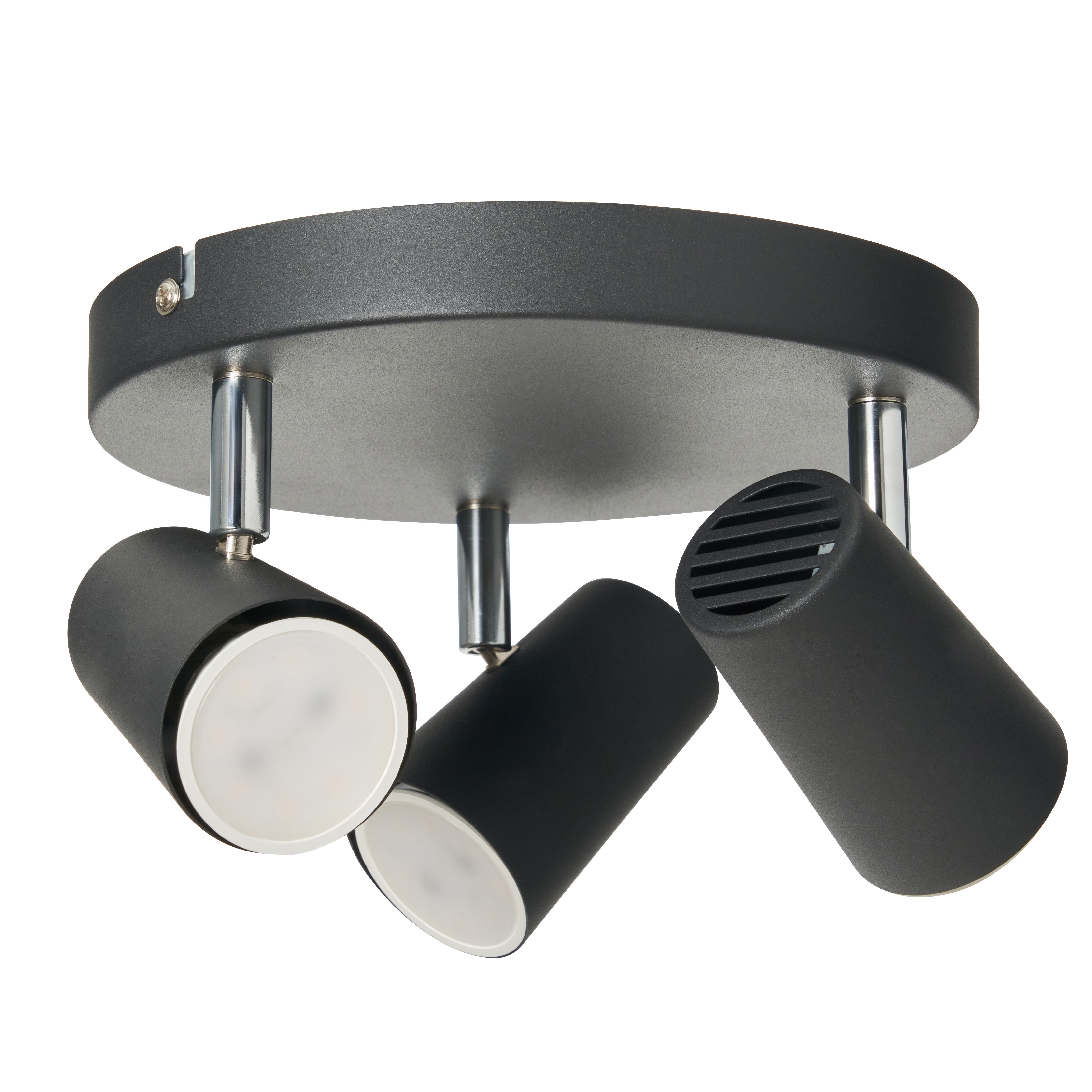 Harvey 3 Light Plate Adjustable Spotlight - Black