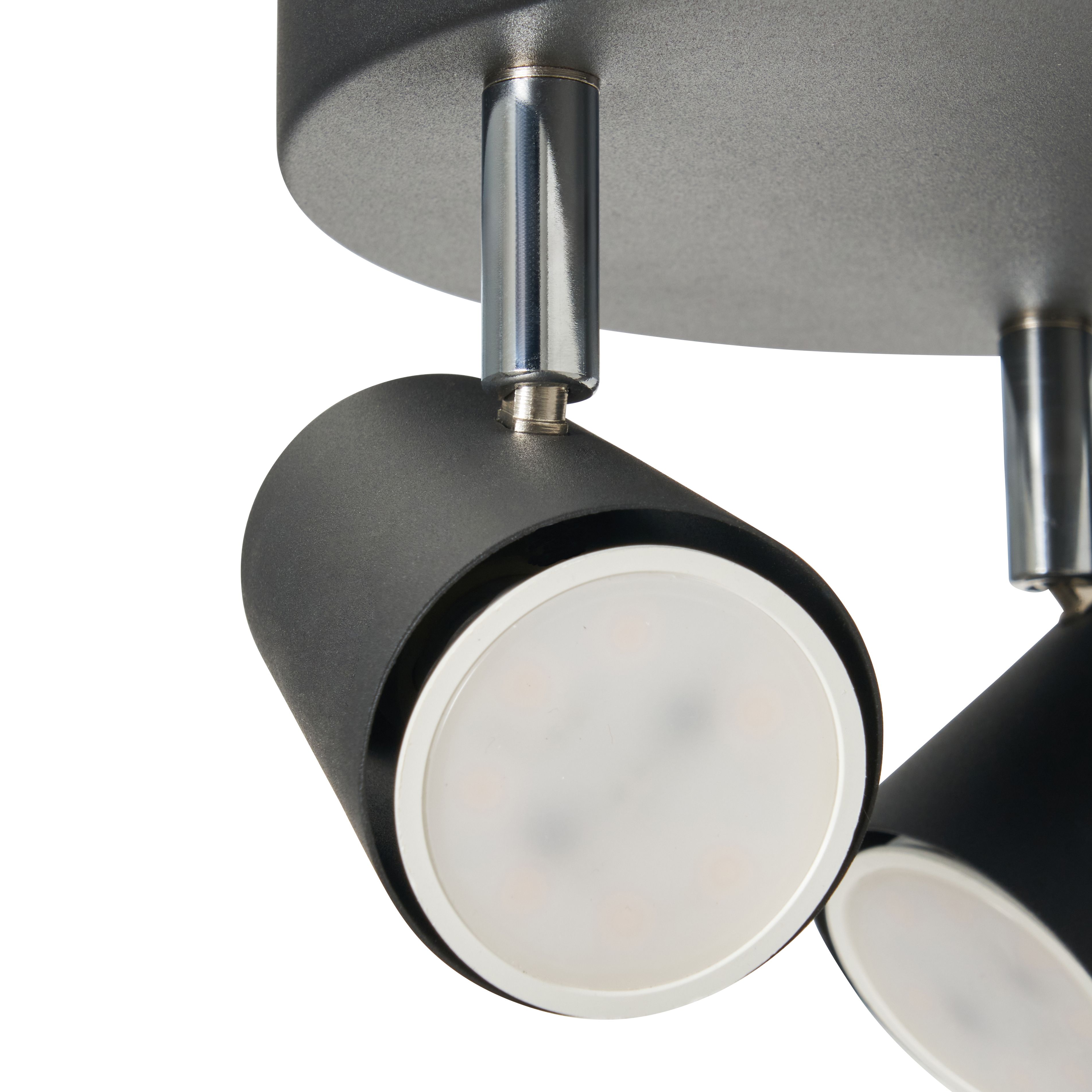 Harvey 3 Light Plate Adjustable Spotlight - Black