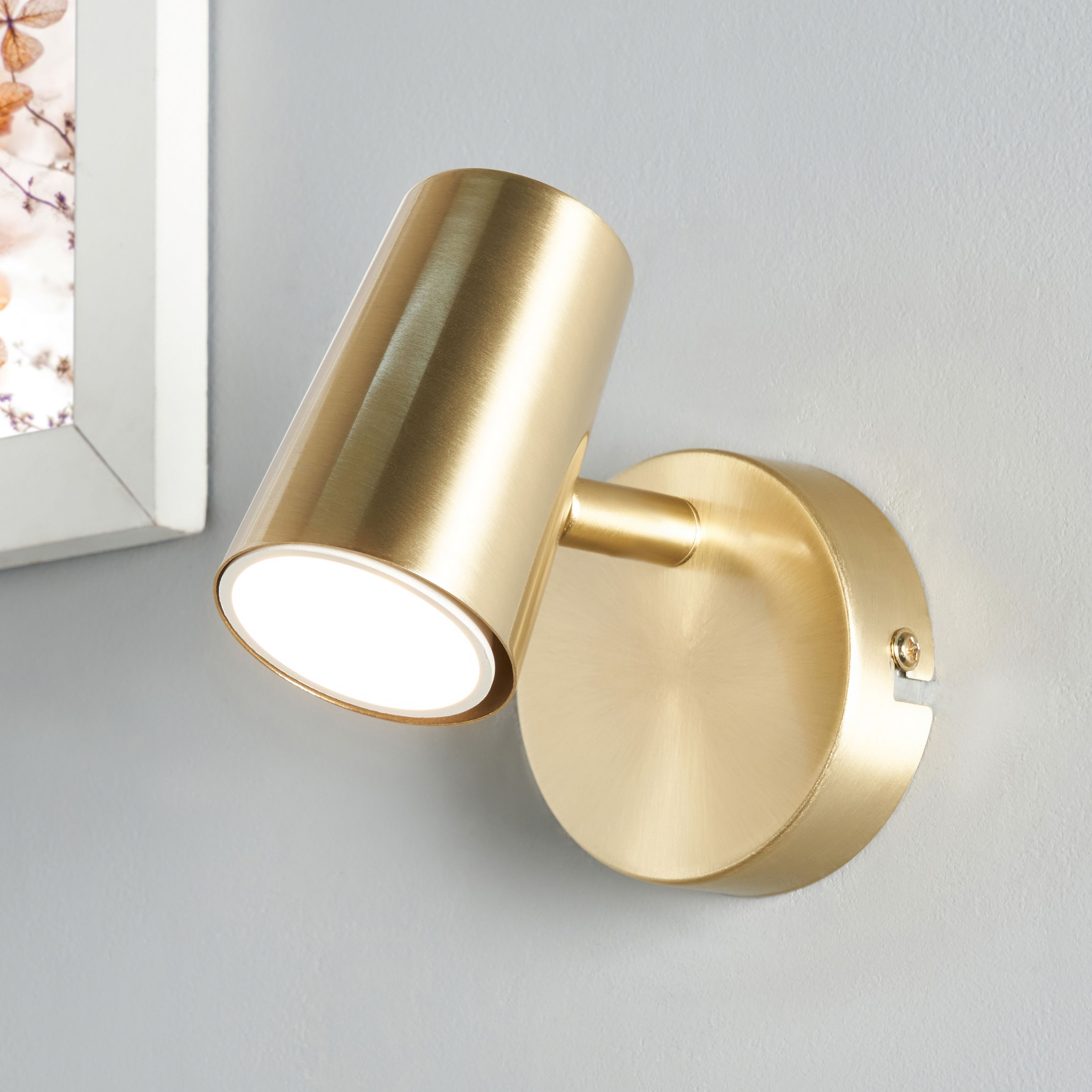Harvey Single Adjustable Spotlight - Satin Brass