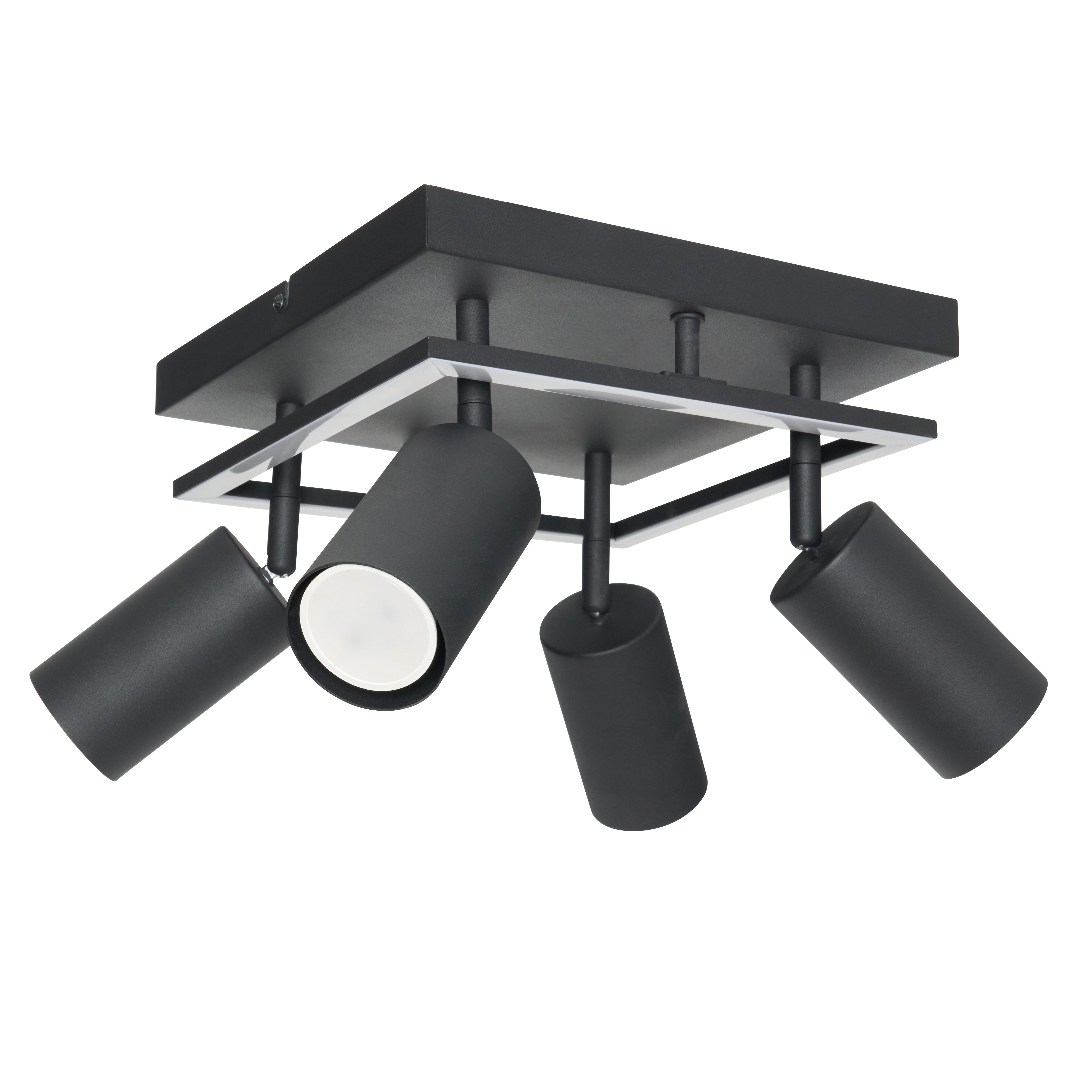 Odeo 4 Light Plate Adjustable Spotlight - Black
