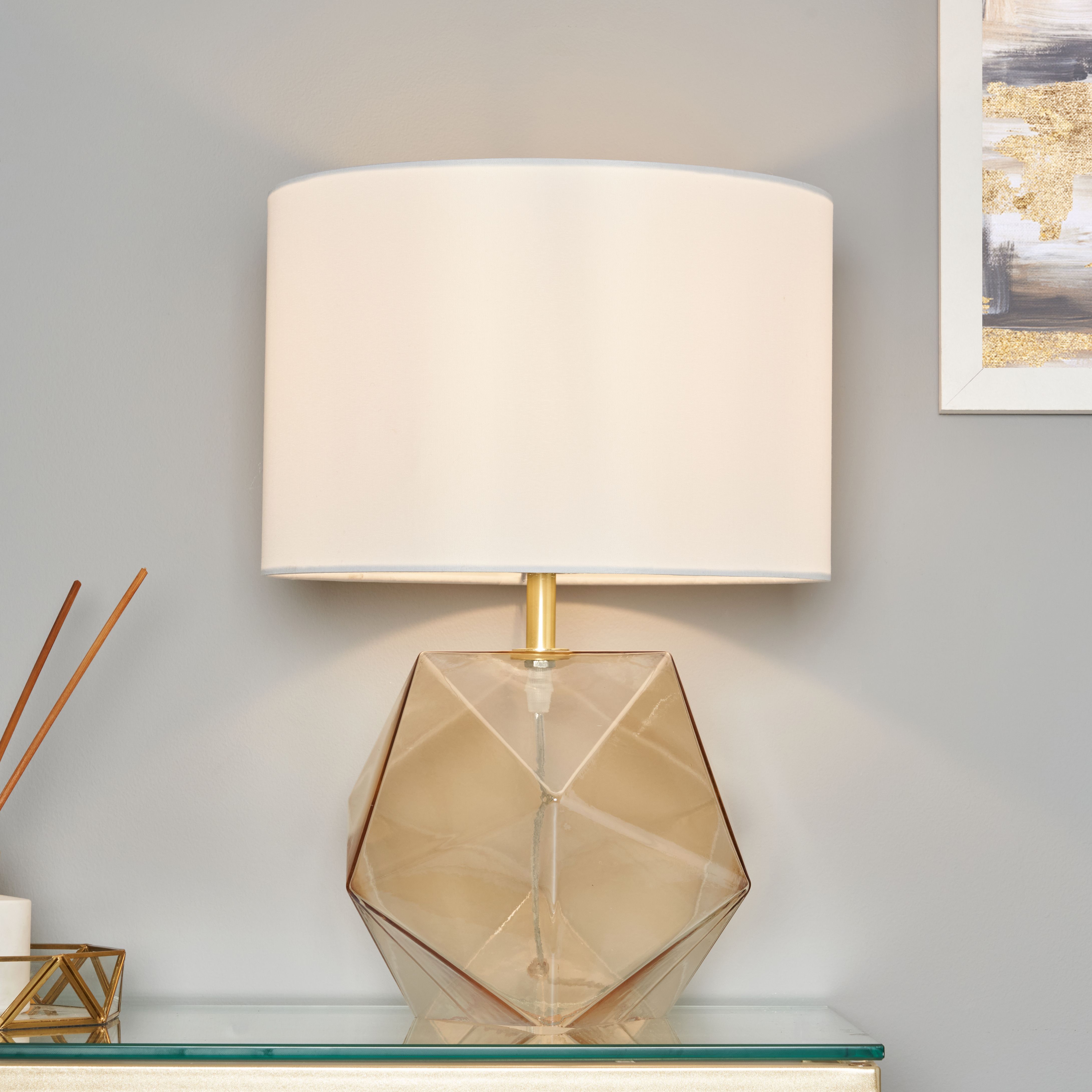Luga Geometric Champagne Panel Base Table Lamp