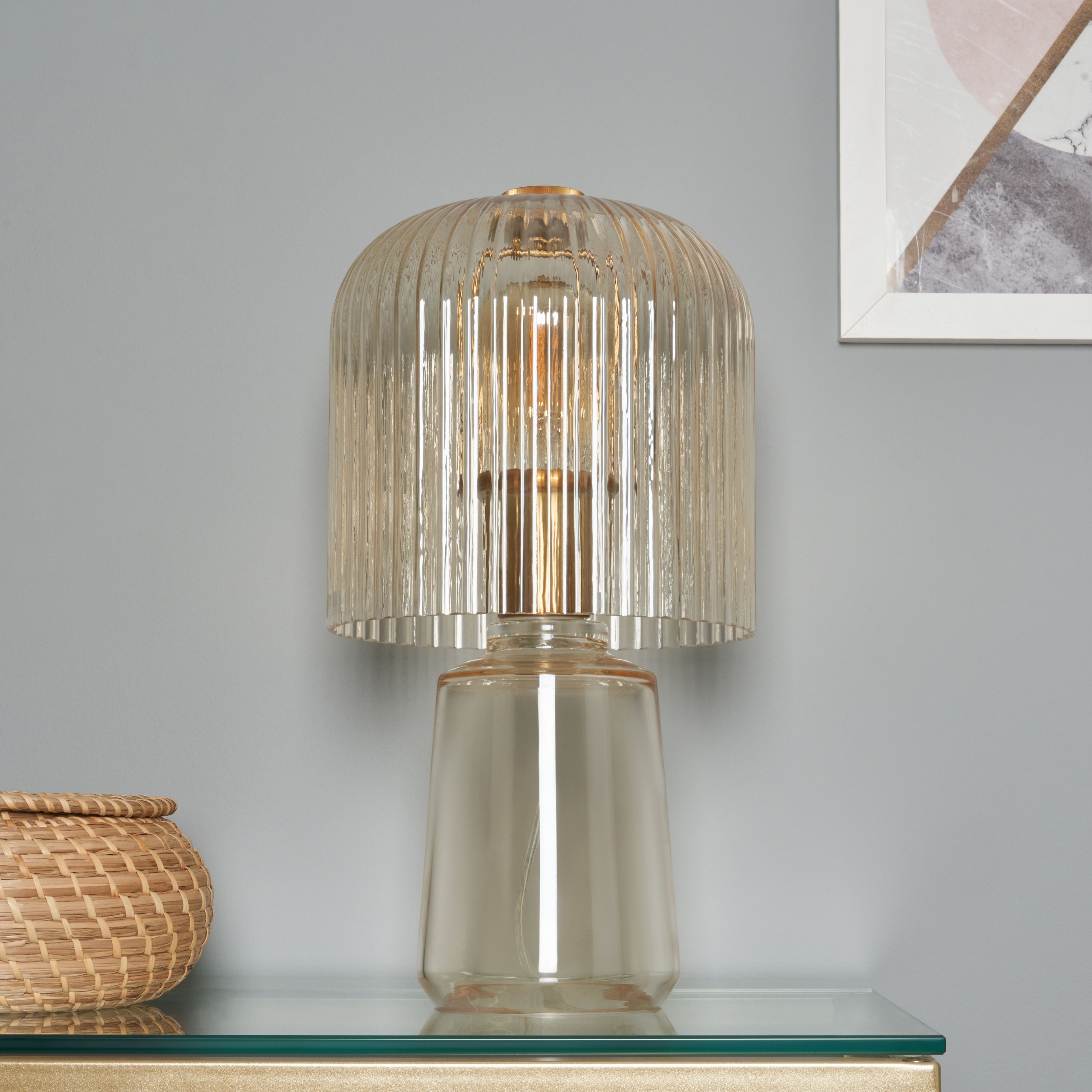 Morar Ribbed Glass Table Lamp - Champagne