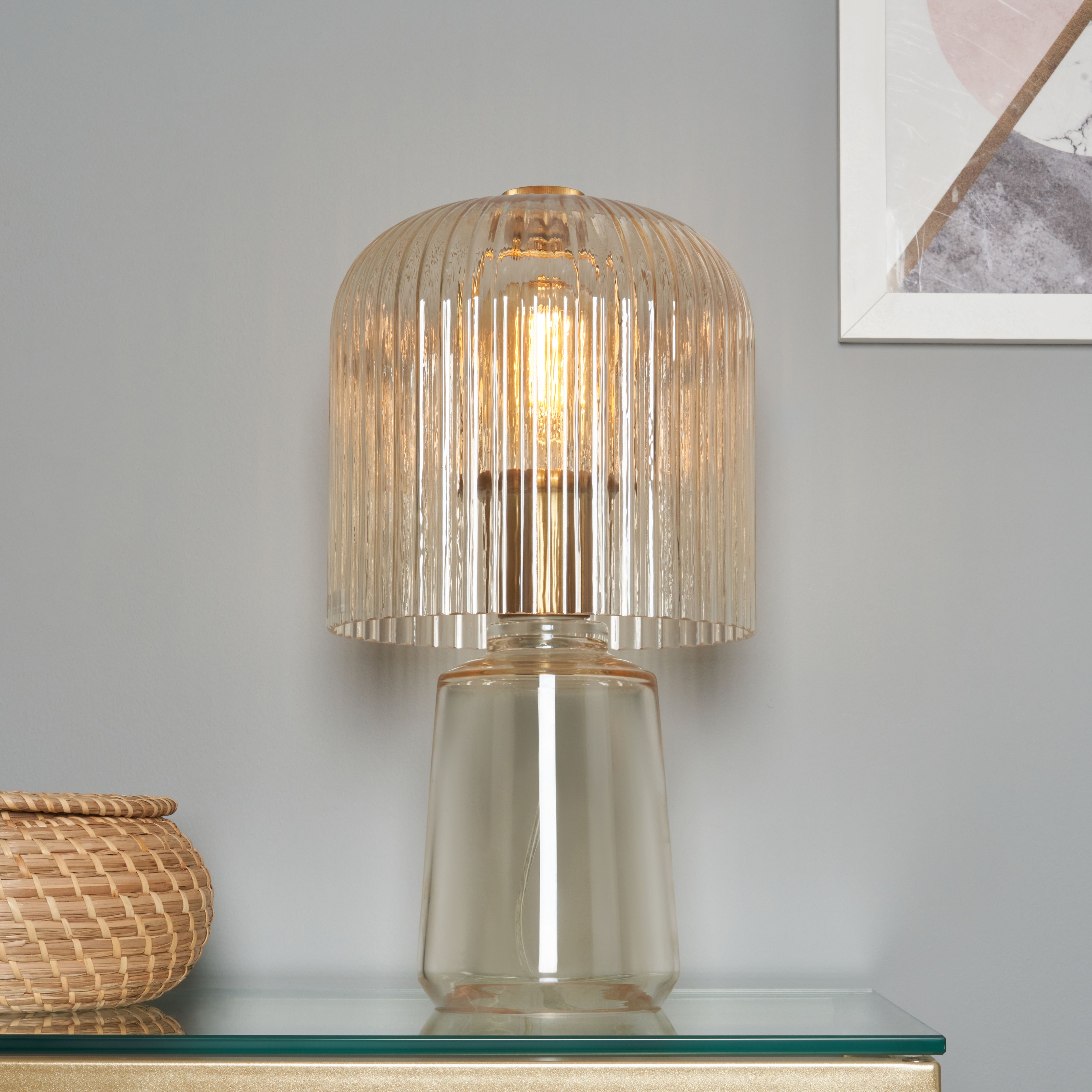 Morar Ribbed Glass Table Lamp - Champagne