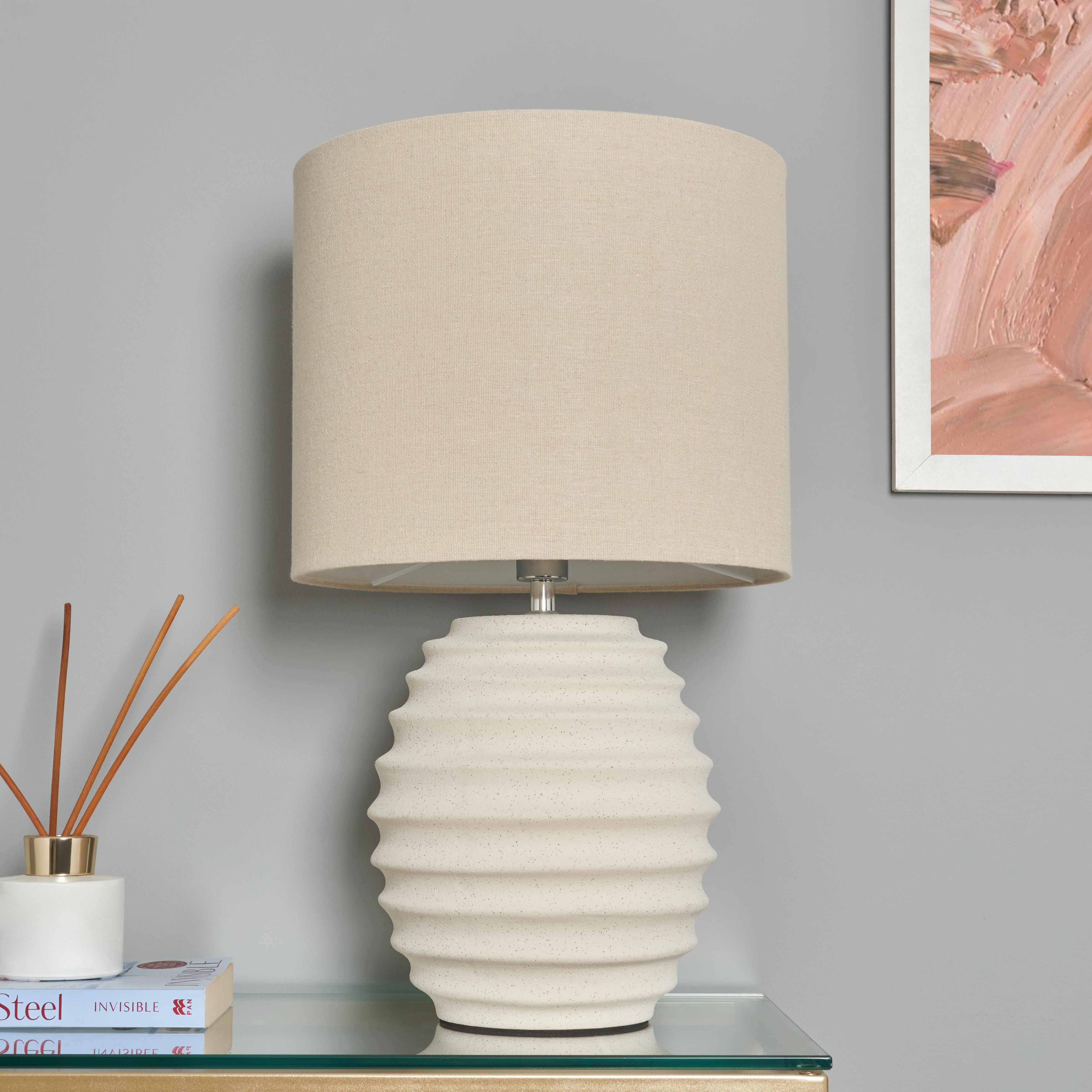 Darello Ribbed Ceramic Table Lamp