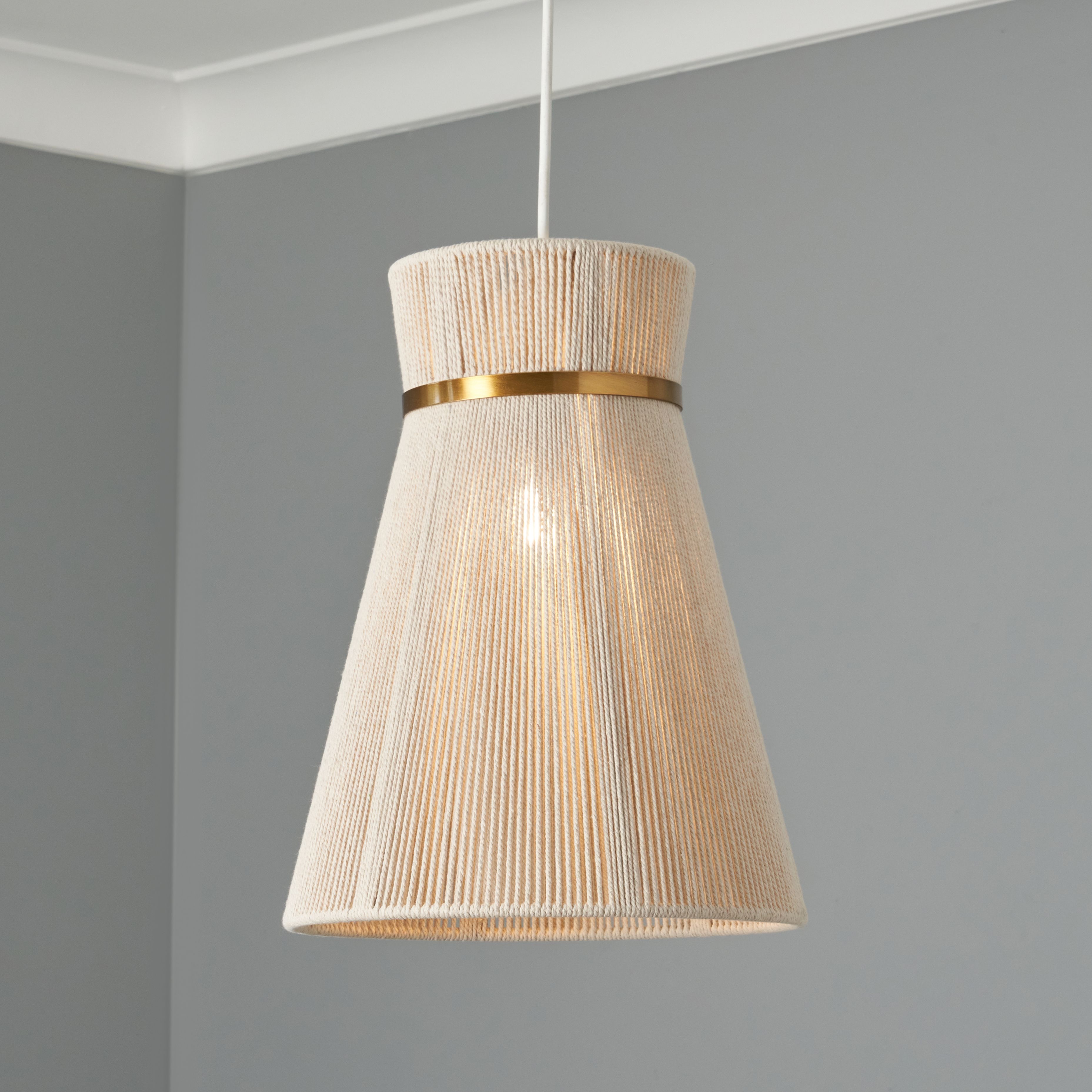Valdur Wide String Shade - Ivory/Gold