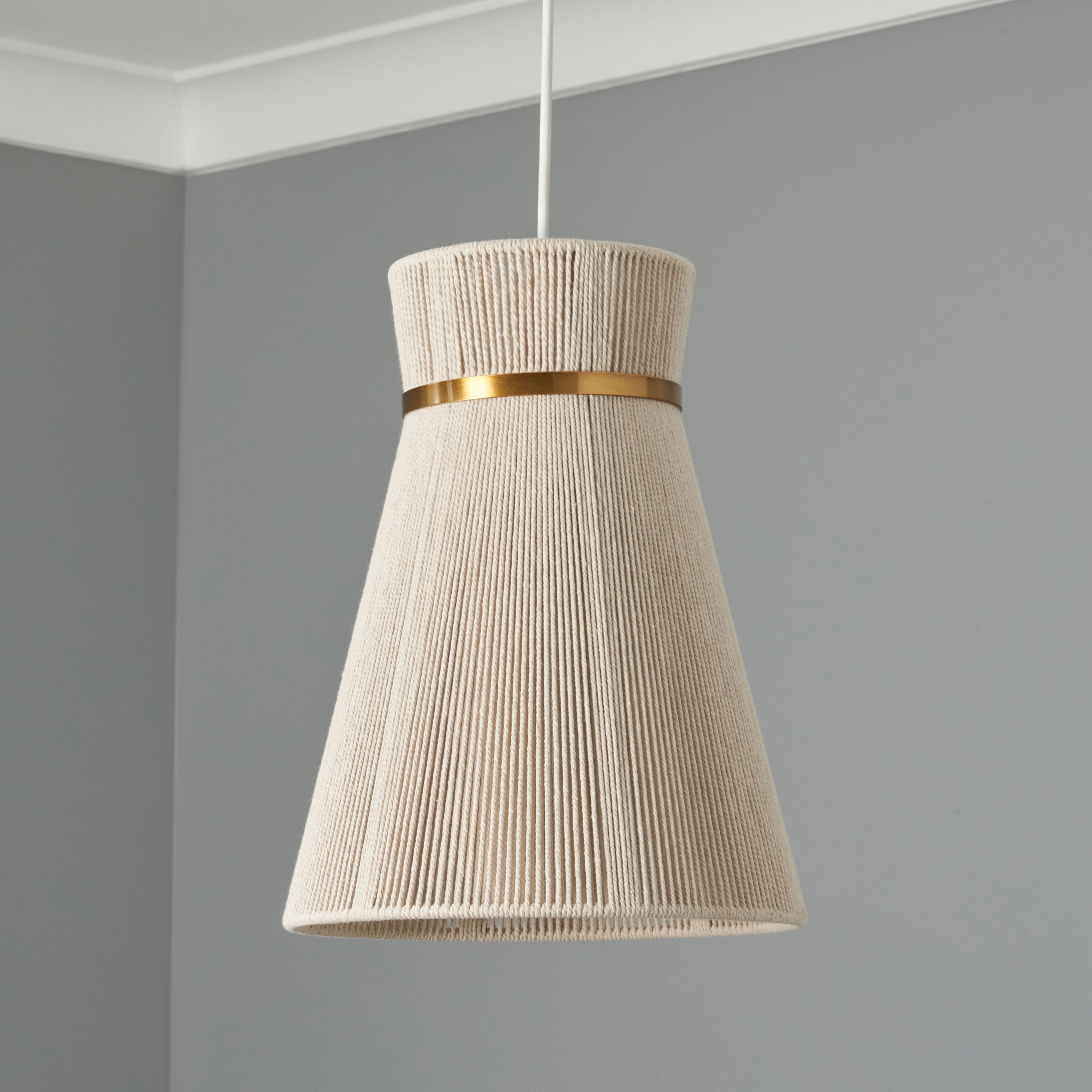 Valdur Wide String Shade - Ivory/Gold