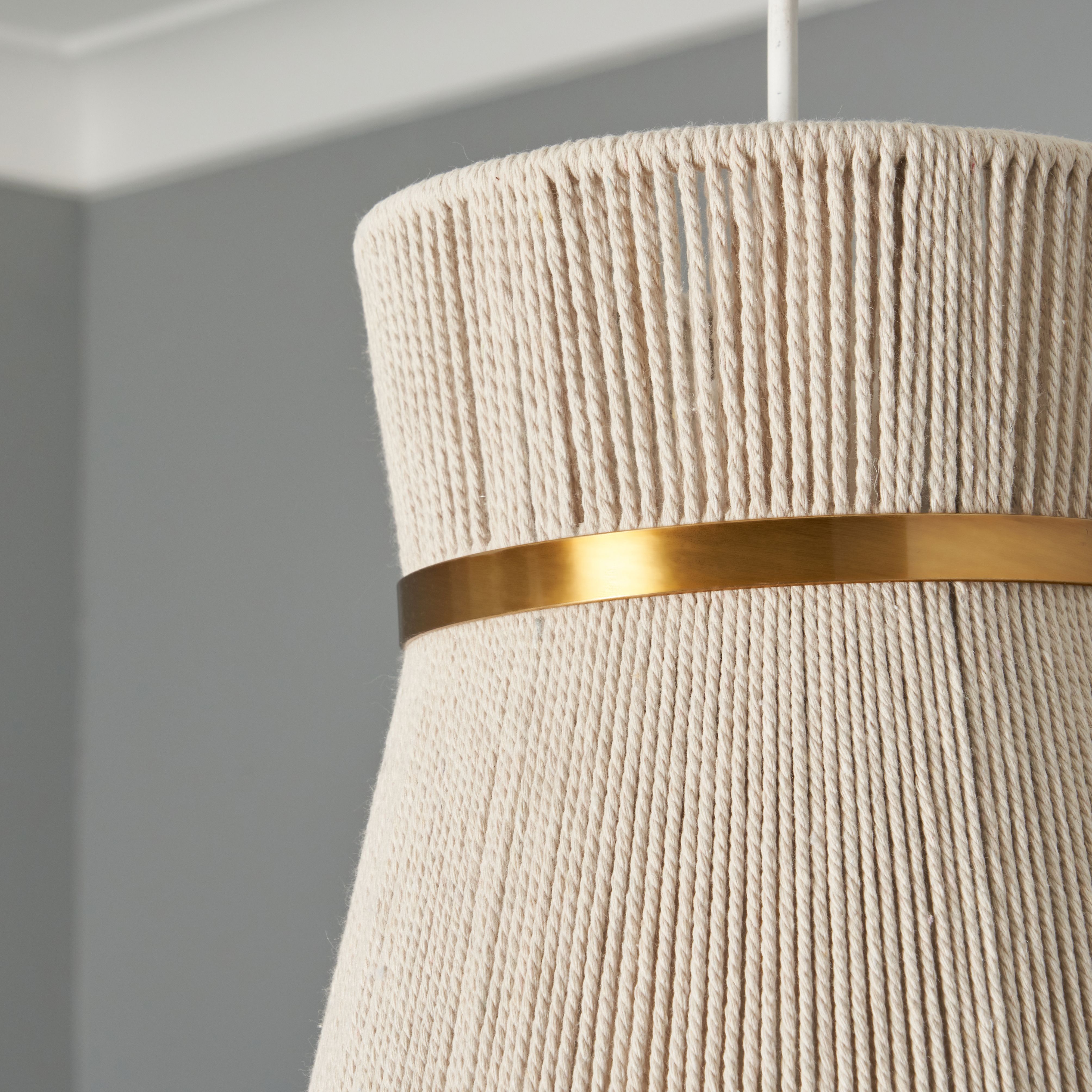 Valdur Wide String Shade - Ivory/Gold