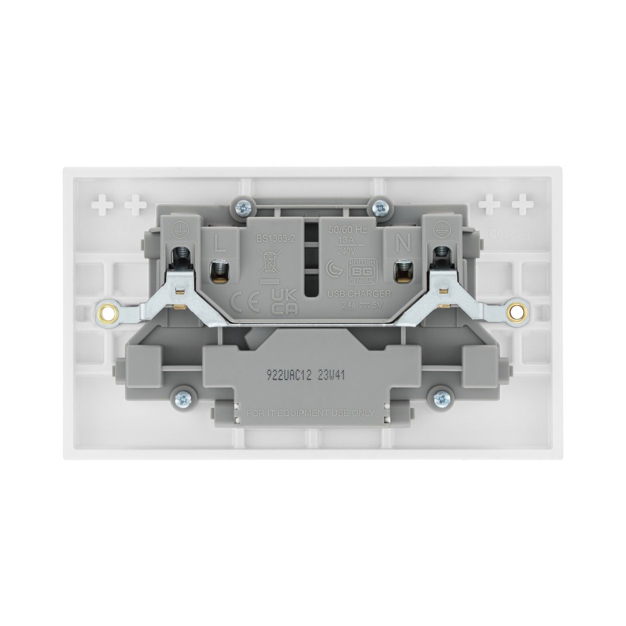 Bg Square White 12W Double Usb Socket Ac
