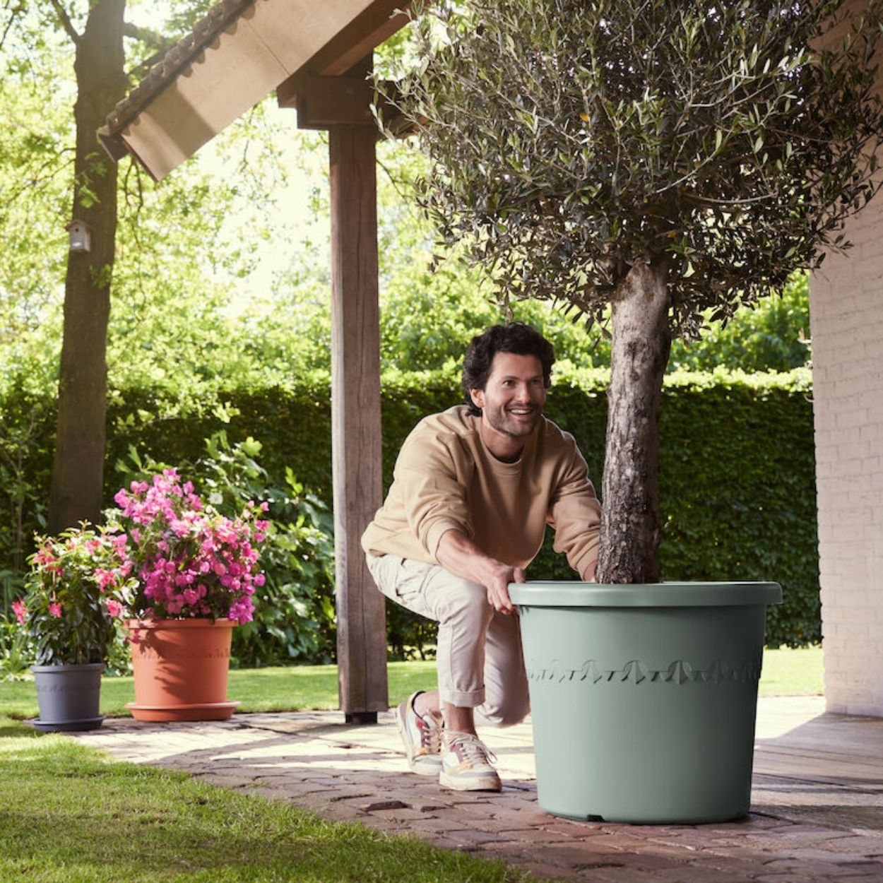 Algarve Cilindro Thyme Green Pot 48cm