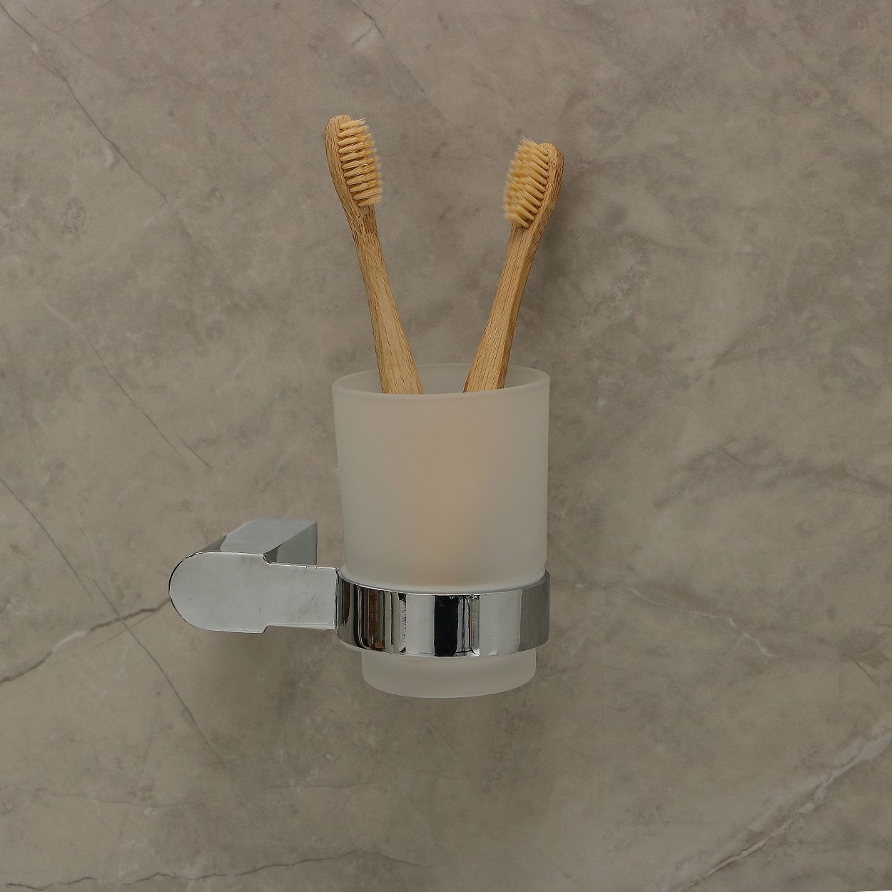 Milan Glass Tumbler holder Chrome