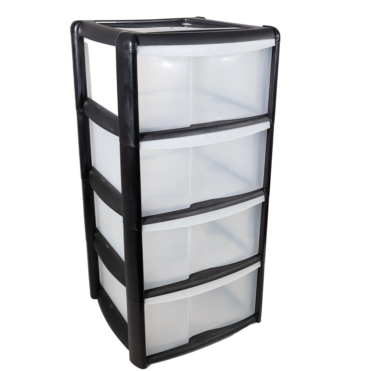 Shelving Tower 4 Drawer Black And Clear