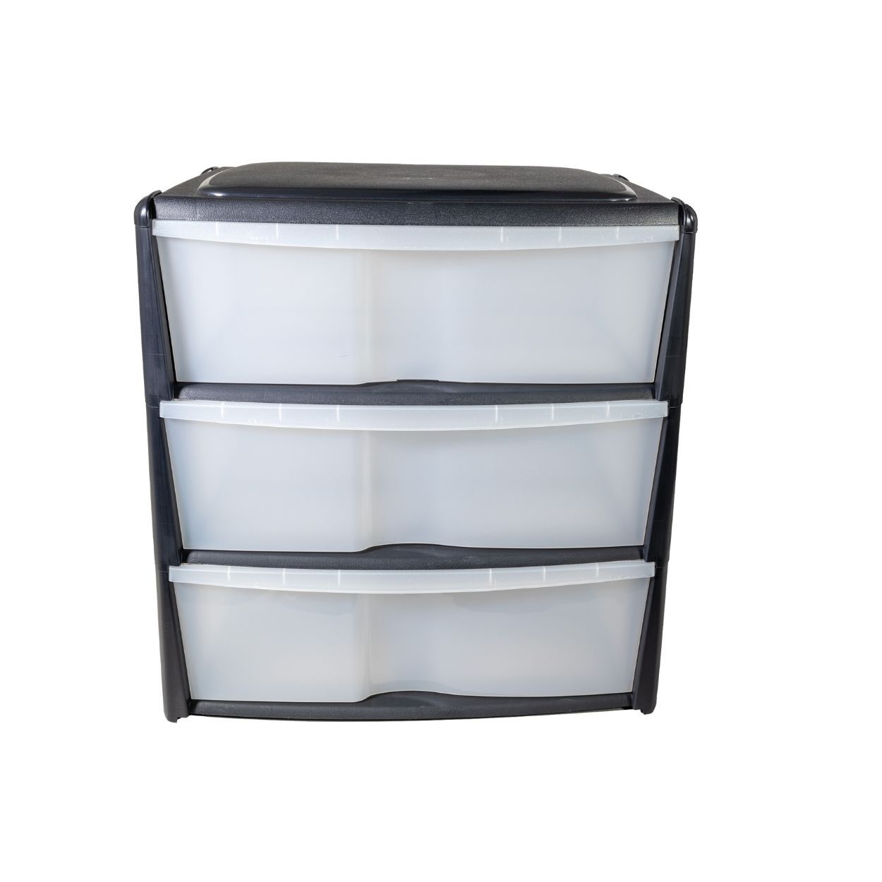 Shelving Tower 3 Drawer Wide Black And Clear
