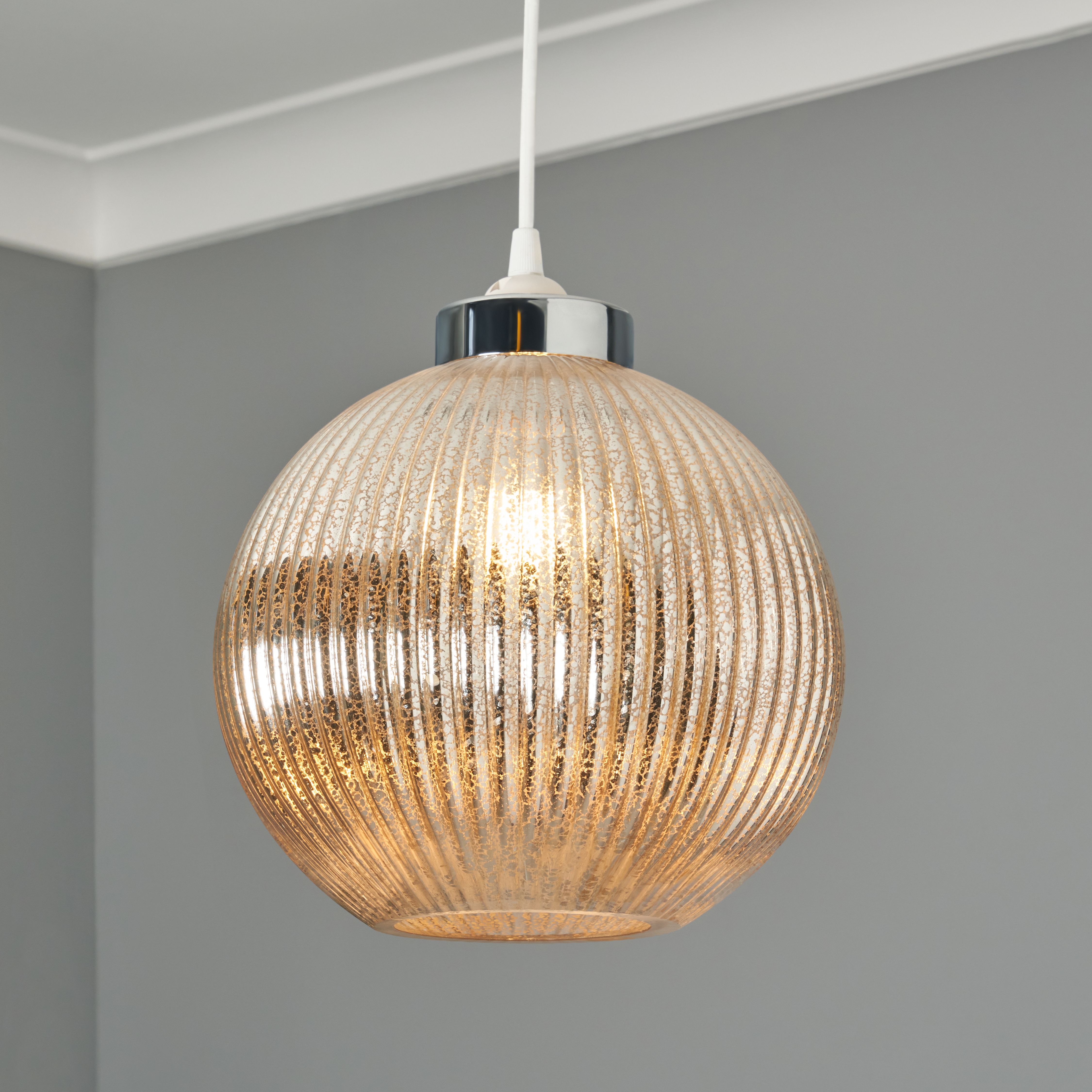 Laguna Ribbed Glass Easy Fit Mercury Glass