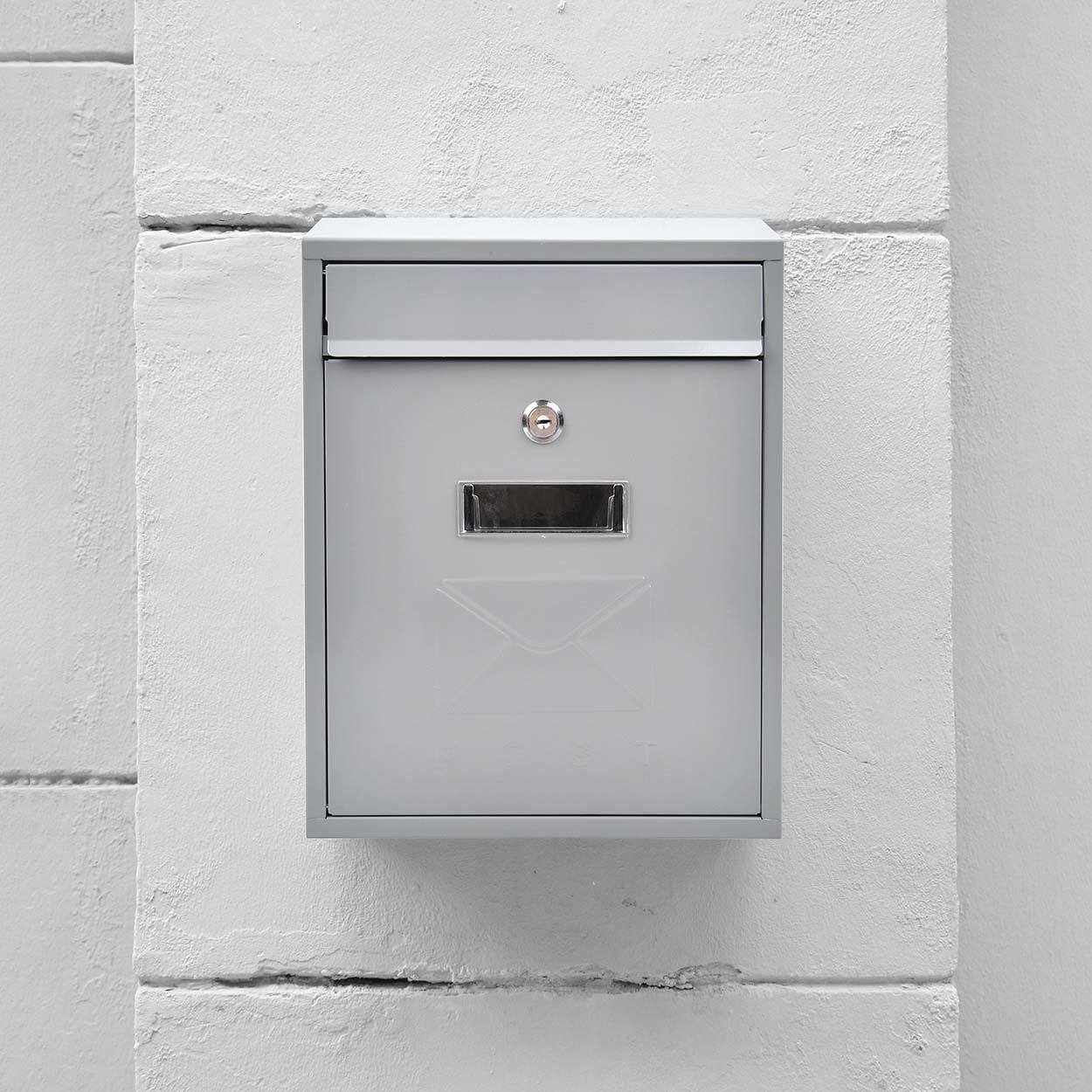 CONTEMPORARY POST BOX SILVER METALLIC
