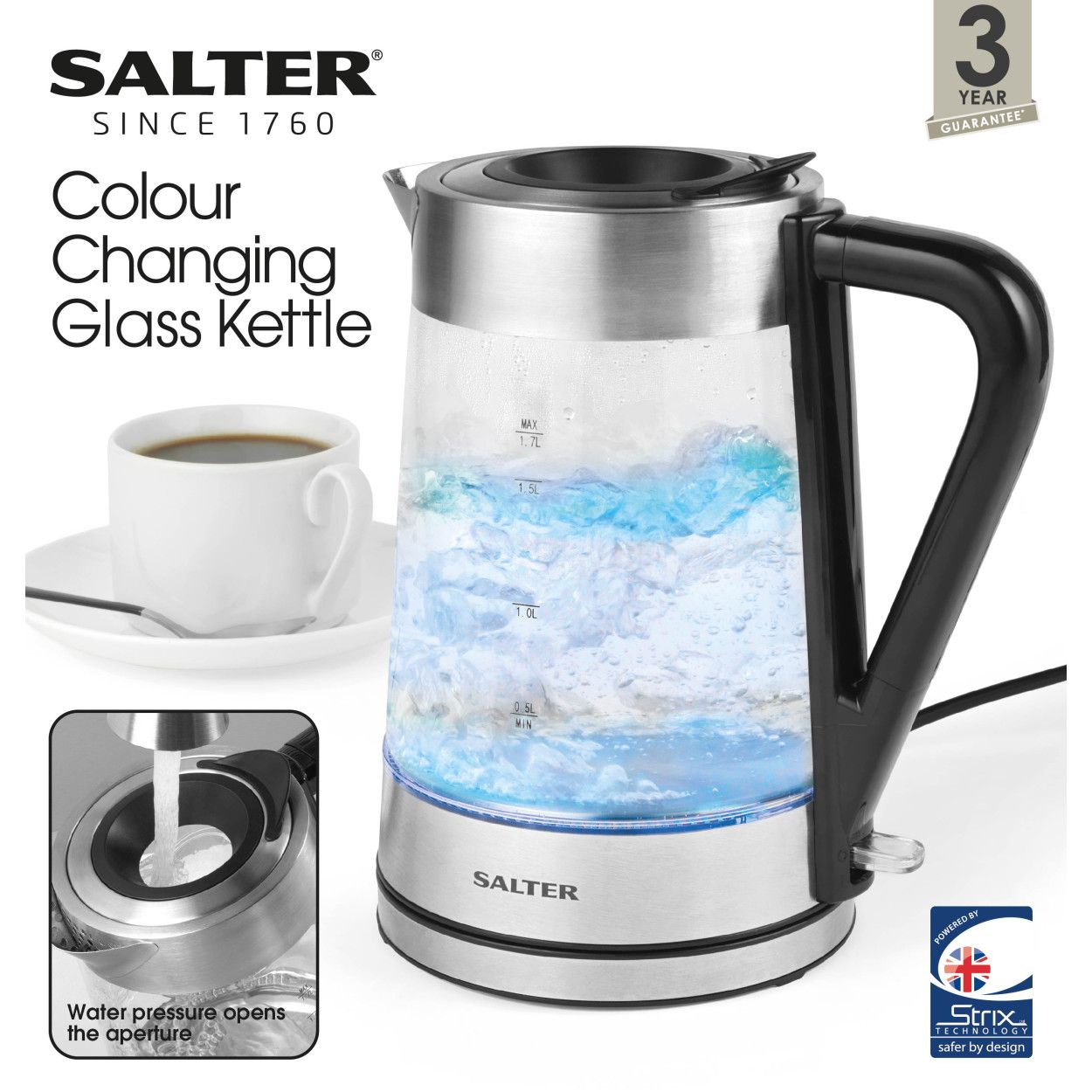 Salter Colour Change Glass Kettle