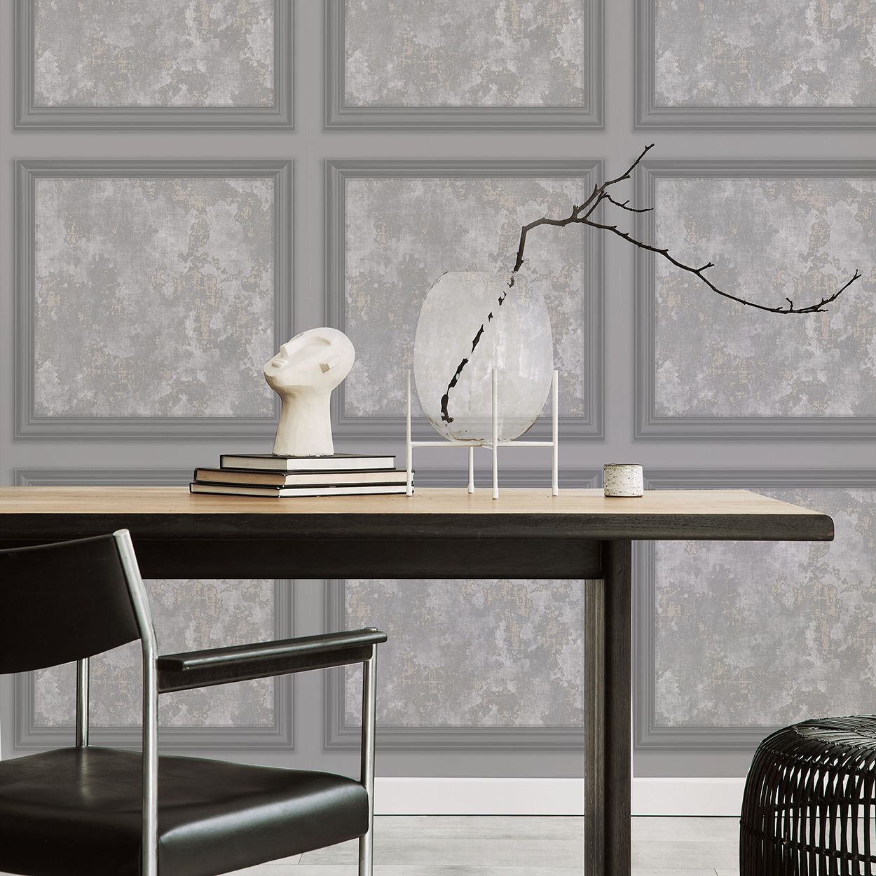 Fresco Urban Texture Panel Grey 10M Wallpaper
