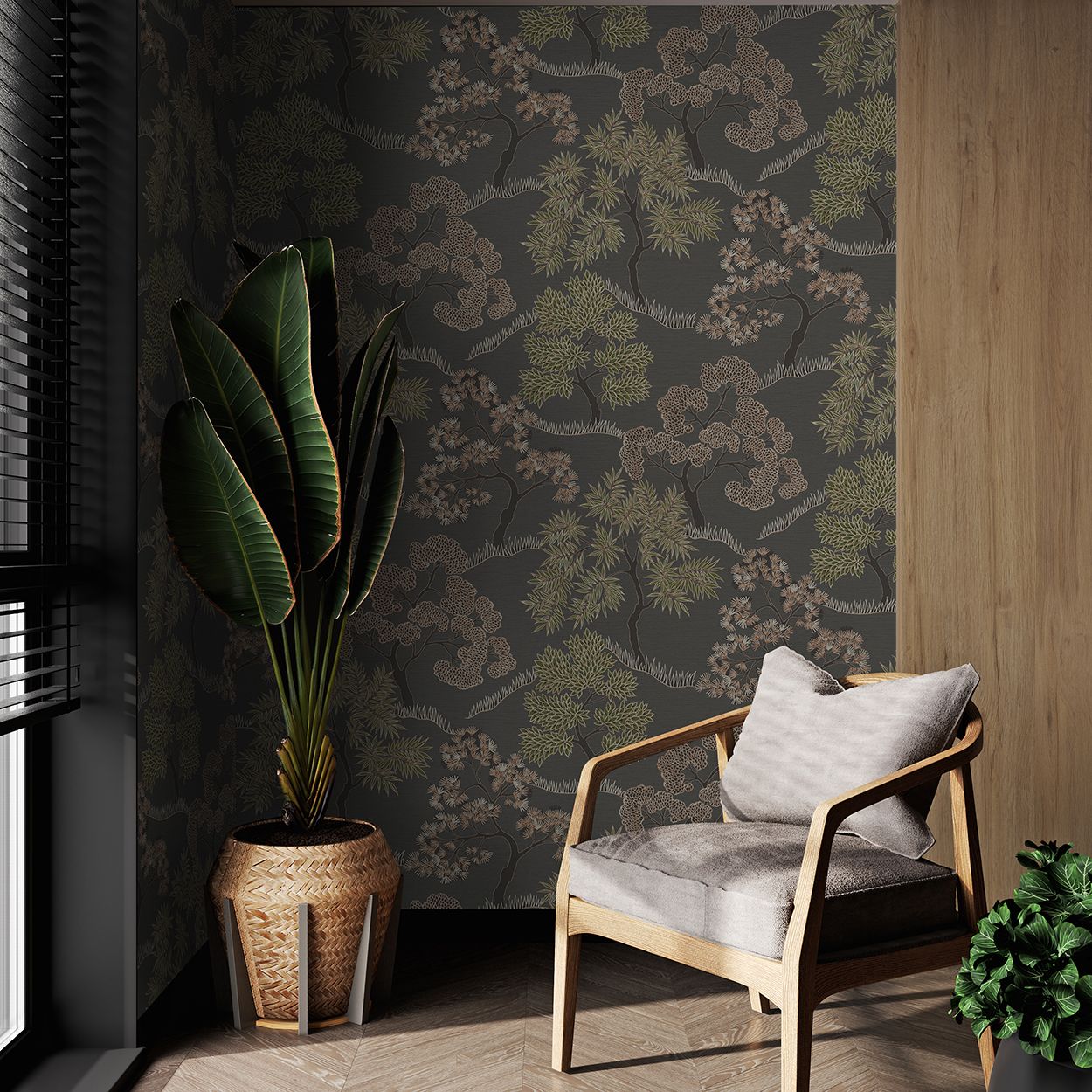 Sublime Trees Charcoal 10M Wallpaper