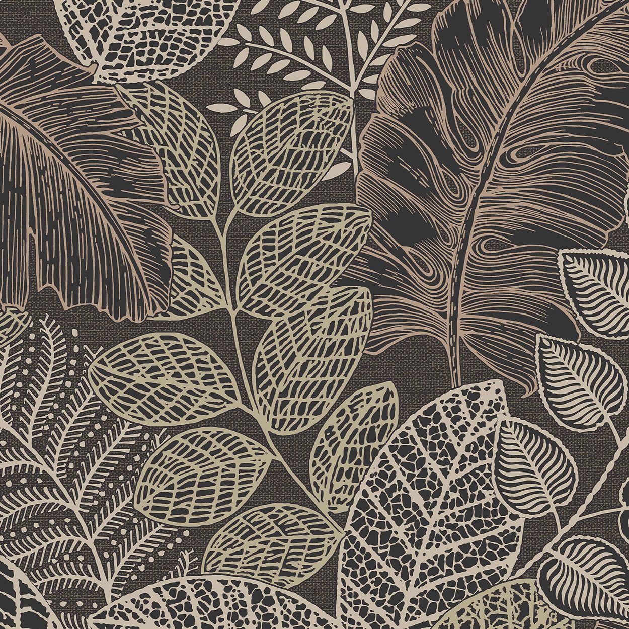 Superfresco Easy Scattered Leaves Charcoal/Gold
