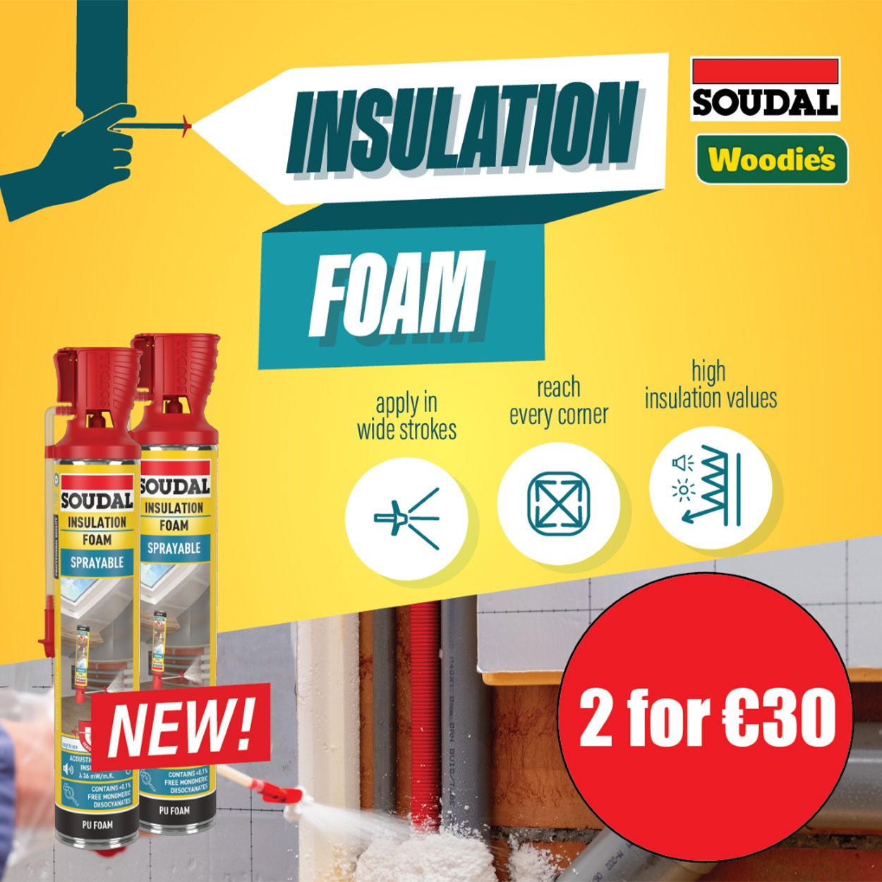 Soudal Sprayable Insulation Foam Genius Gun 750Ml