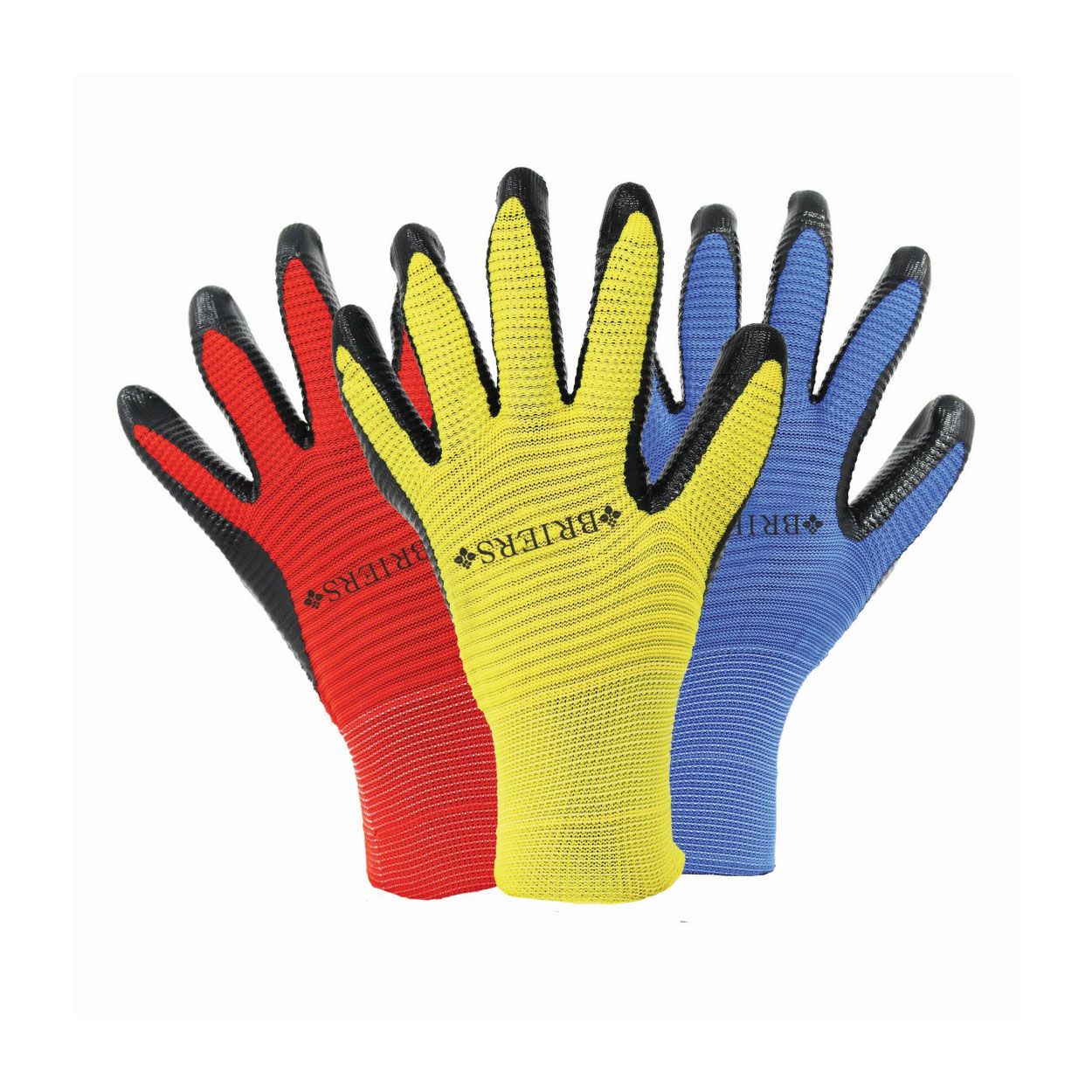 Briers Ribbed Smart Grips Garden Gloves 3 Pack Large