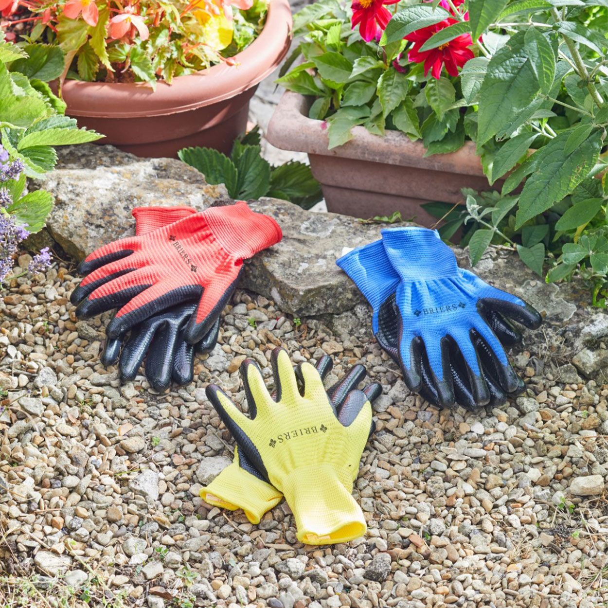 Briers Ribbed Smart Grips Garden Gloves 3 Pack Large