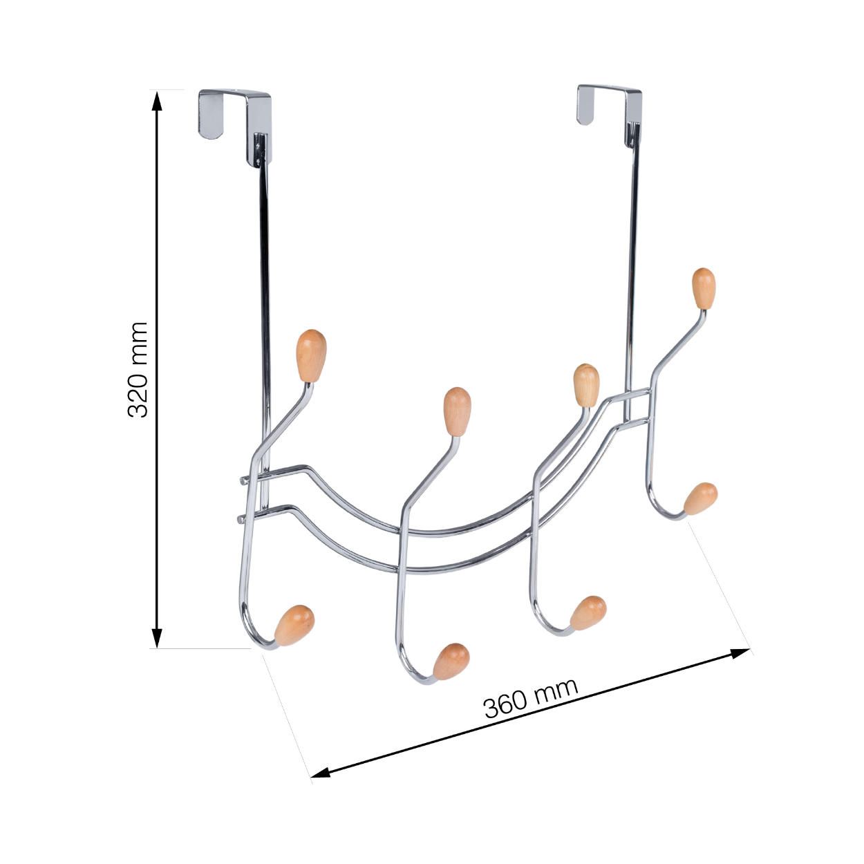 4 Door Hook Curved Hanging Chrome