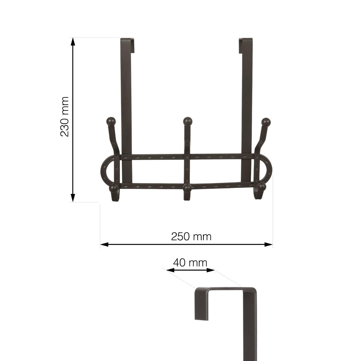 3 Door Hook Hanging Antique Brown