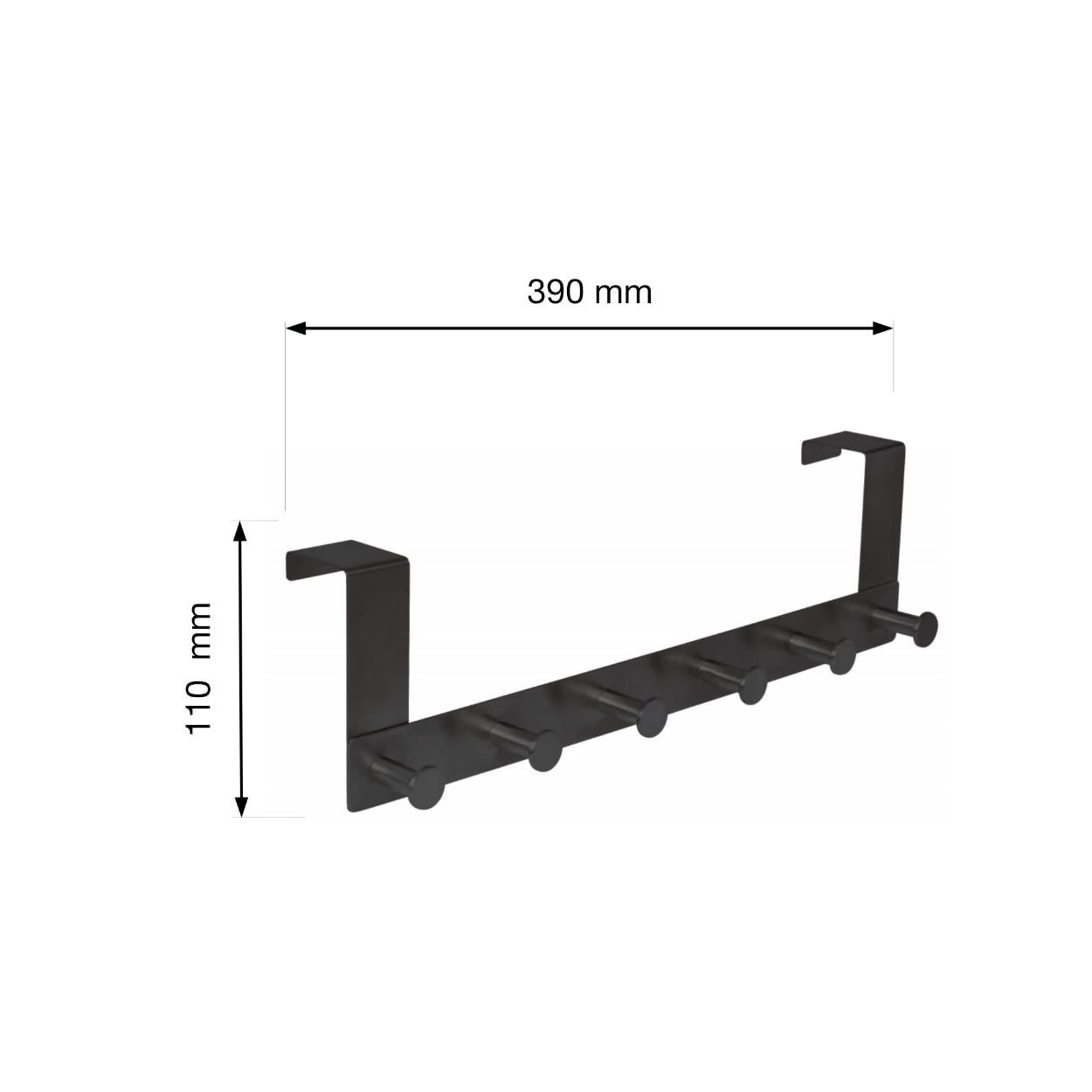 6 Door Round Hook Hanging Black Stainless Steel