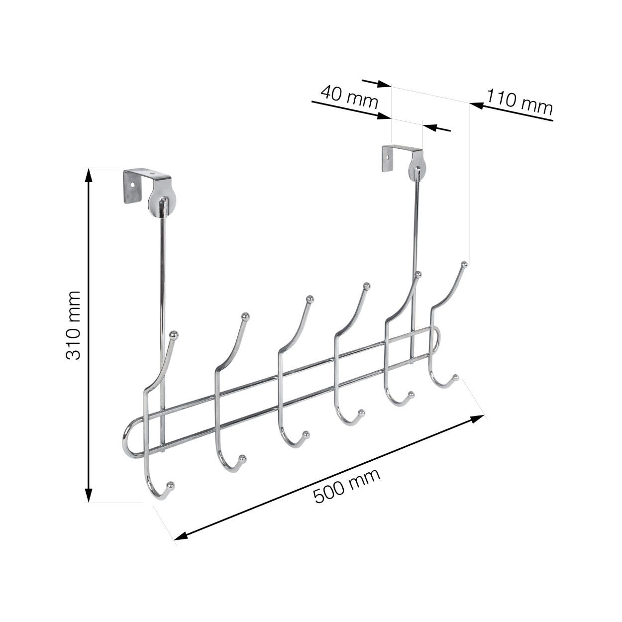 6 Door Hook Hanging Chrome