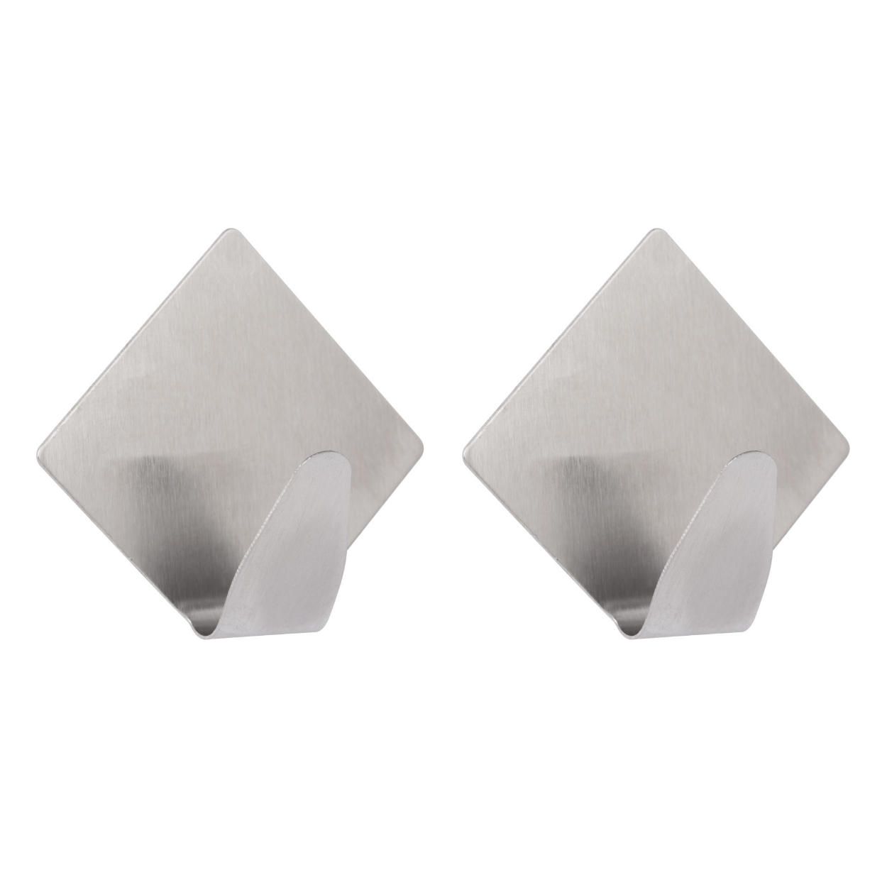 Rhombus Hook Self Adhesive Stainless Steel 2 Pack